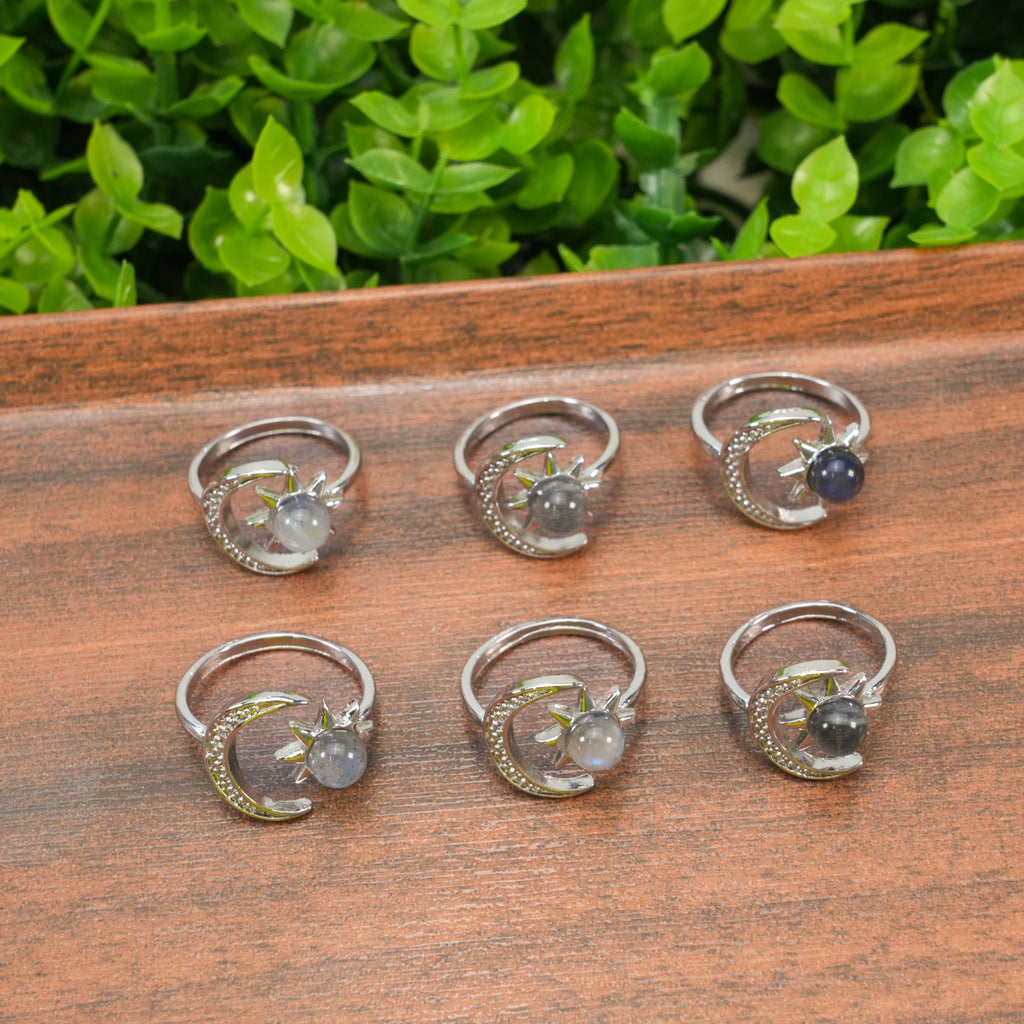 Natural Labradorite Statement Ring - Hand-Crafted Gemstone Ring with Vibrant Blue & Purple Flash