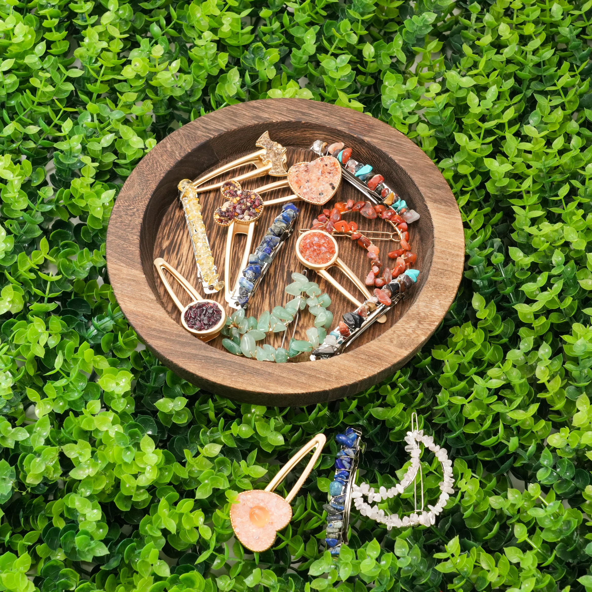 Natural Crystal Hair Clips -Healing Gemstone Hairpins, Handmade Stone Hair Barrettes for Women, Spiritual Boho Hair Accessories