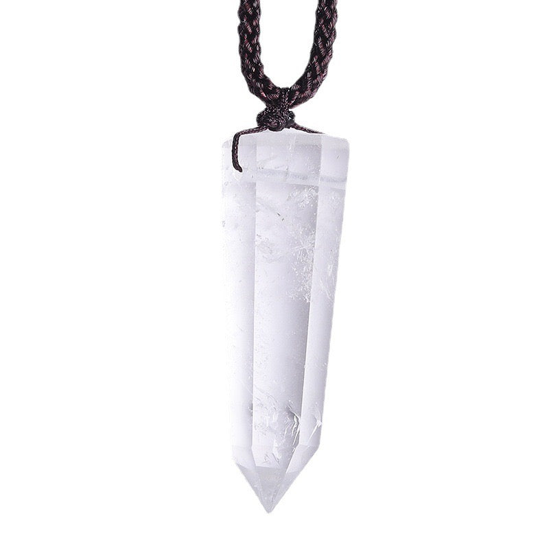 Clear Quartz Single Pointed Hexagonal Prism Pendant