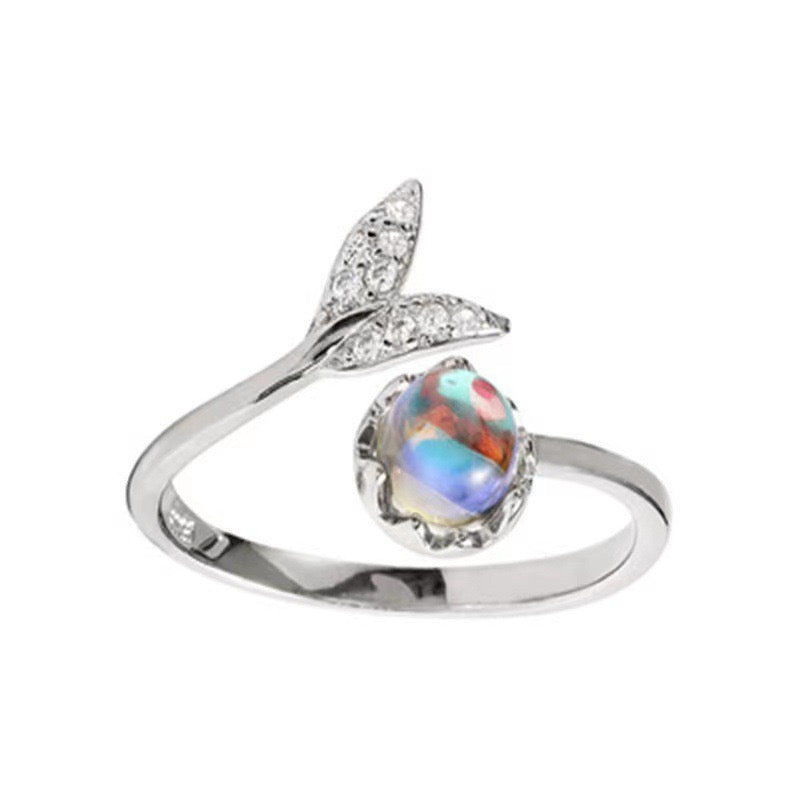 Sweet Aurora Moonstone Fishtail Ring