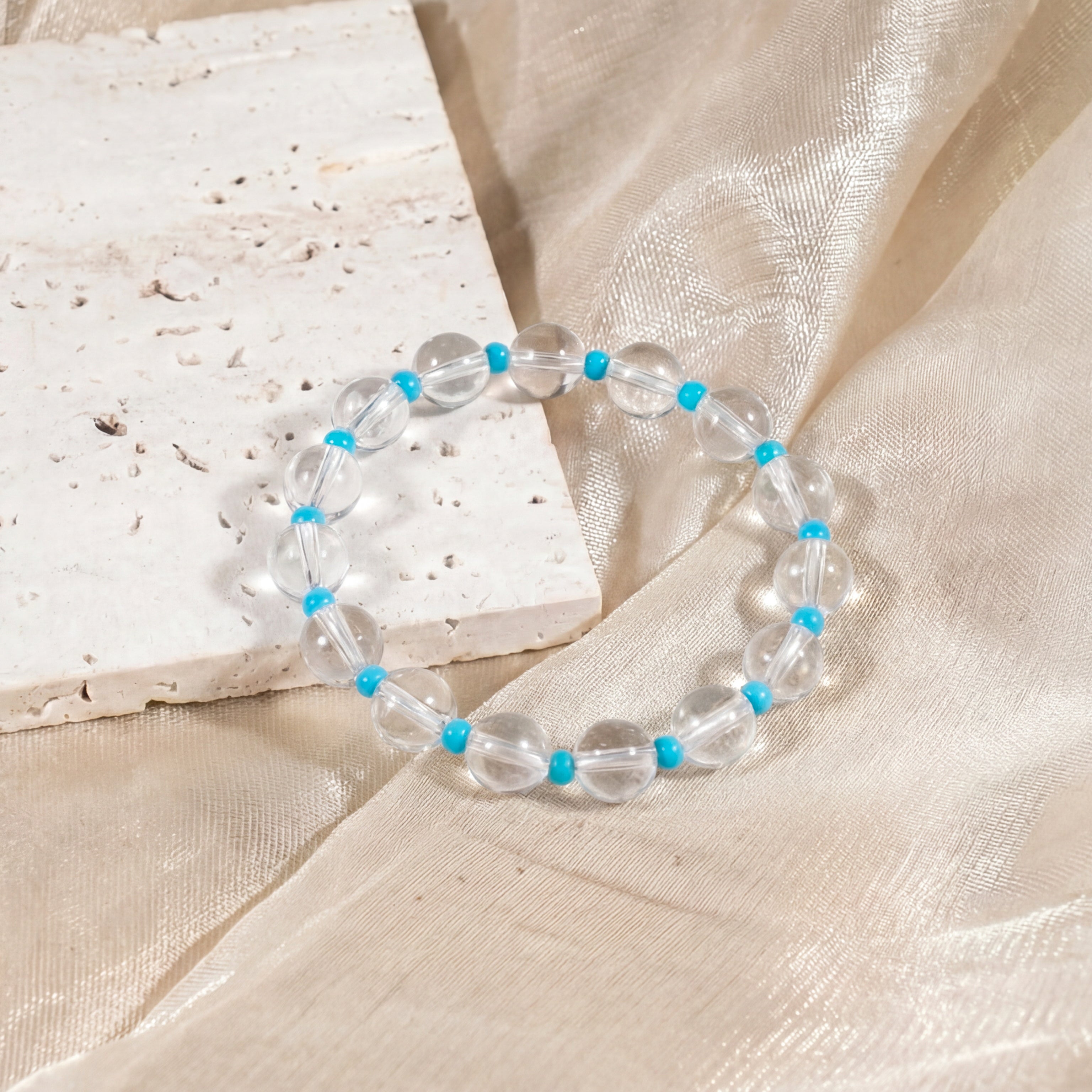 Clear & Blue Crystal Handmade Bracelet