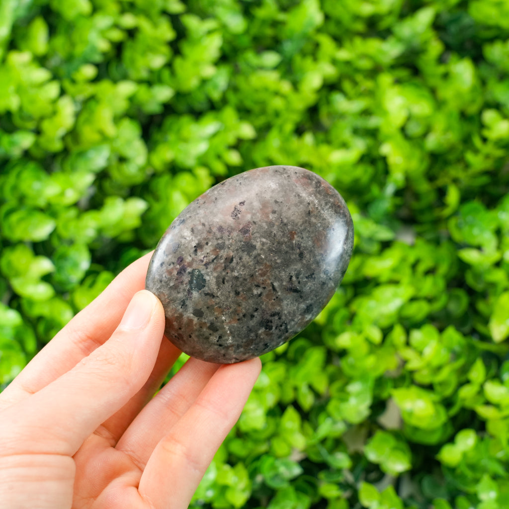 Yooperlite Palm Stone Natural Fluorescent Sodalite Crystal, Polished Glow Under UV Light Healing Stone for Collection & Gift
