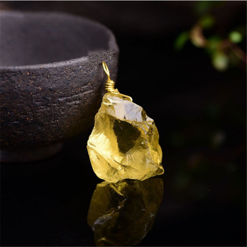 Citrine Rough Stone Pendant Necklace
