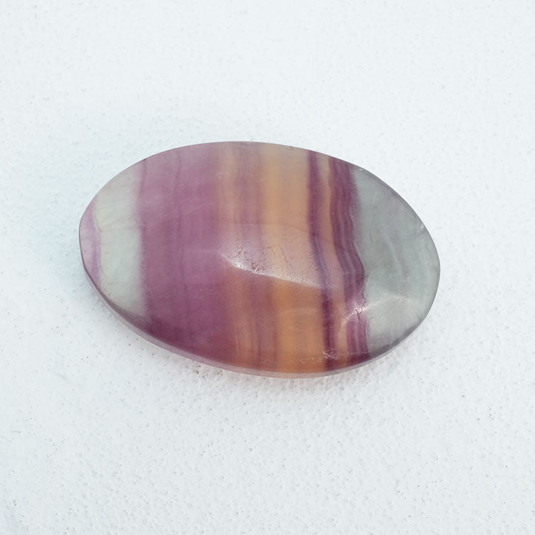 Beautiful Candy Fluorite Palmstone with Natural Patterns
