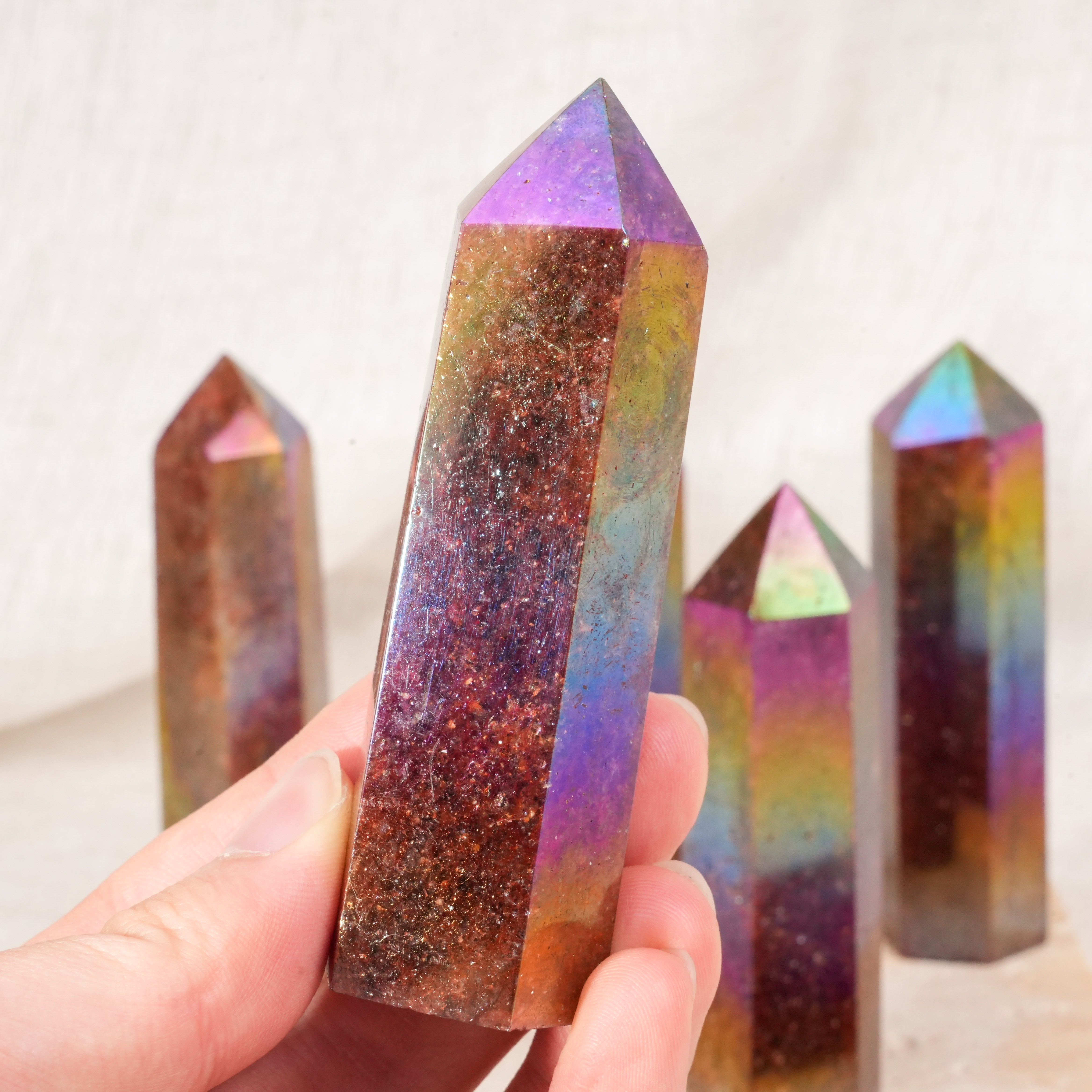 Aura Strawberry Quartz Point