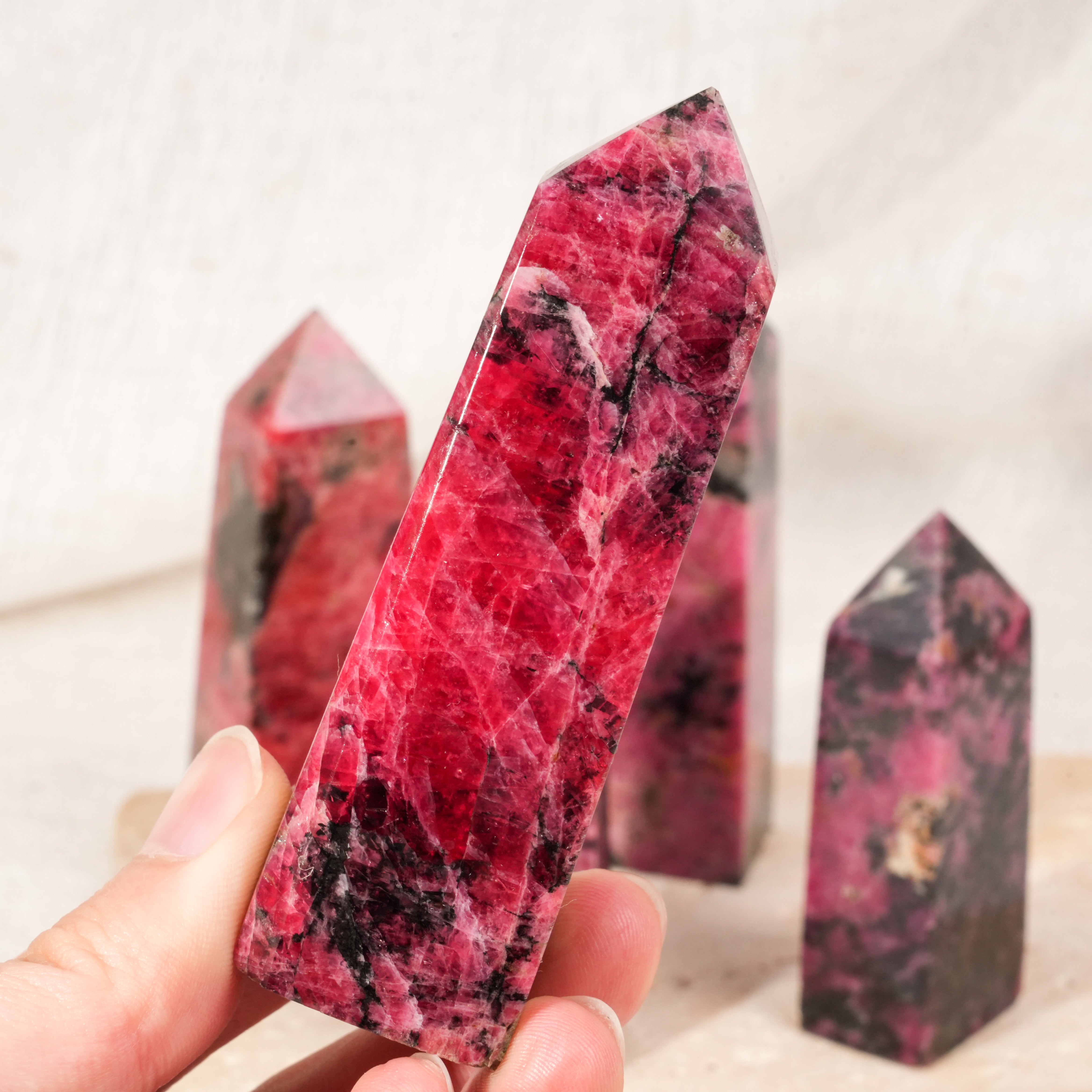 Black Rhodonite Tower