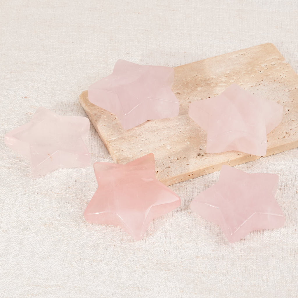 Rose Quartz Pentagram Palm Stone