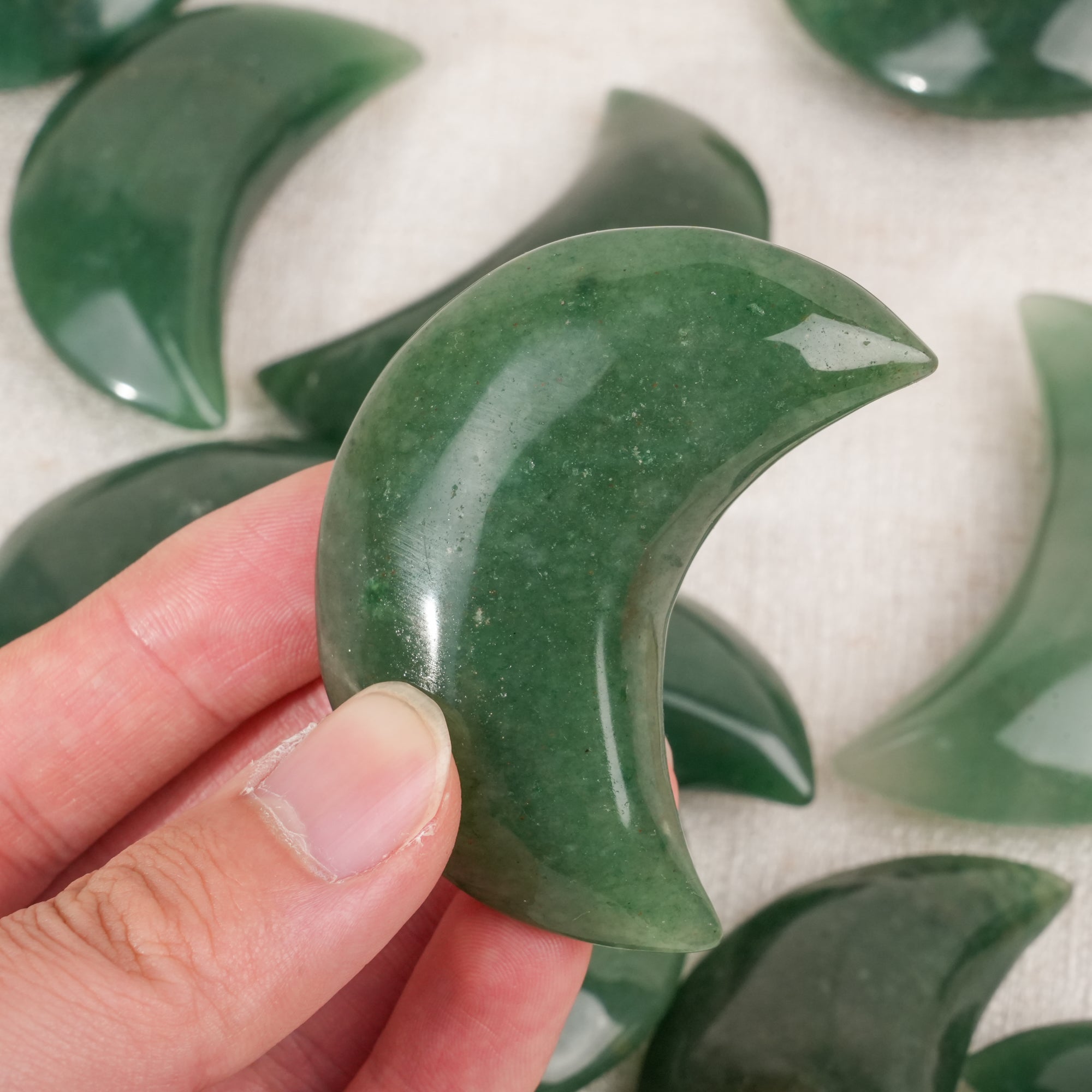 Green Aventurine Moon Palm Stone