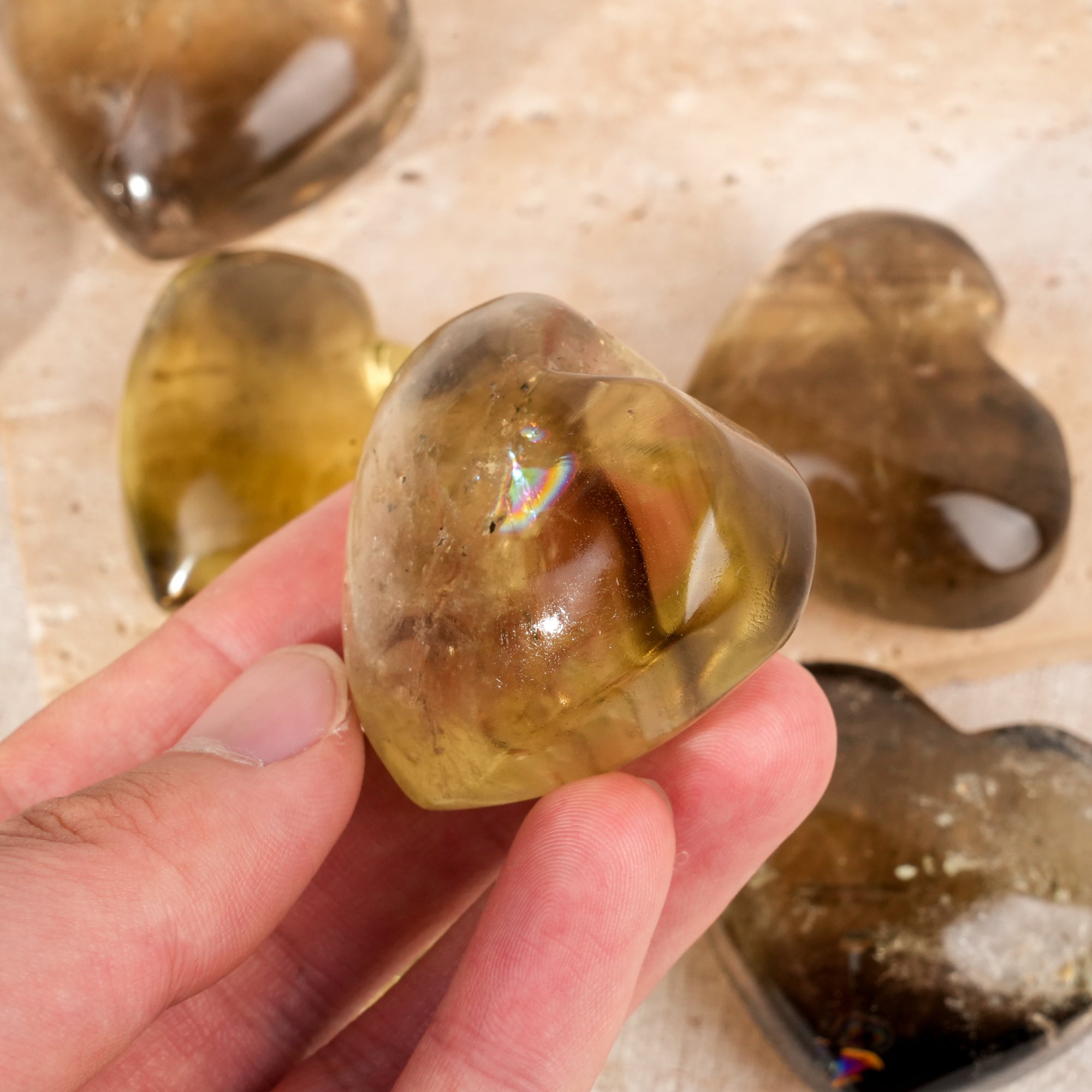 Citrine Heart Palm Stone