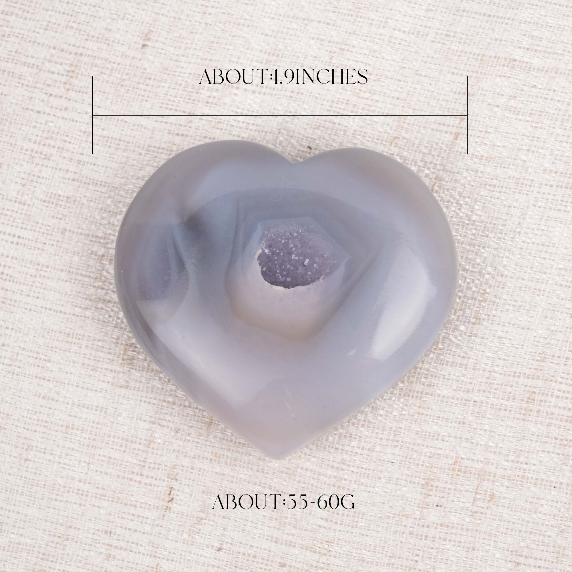 Gray Agate Heart Palm Stone