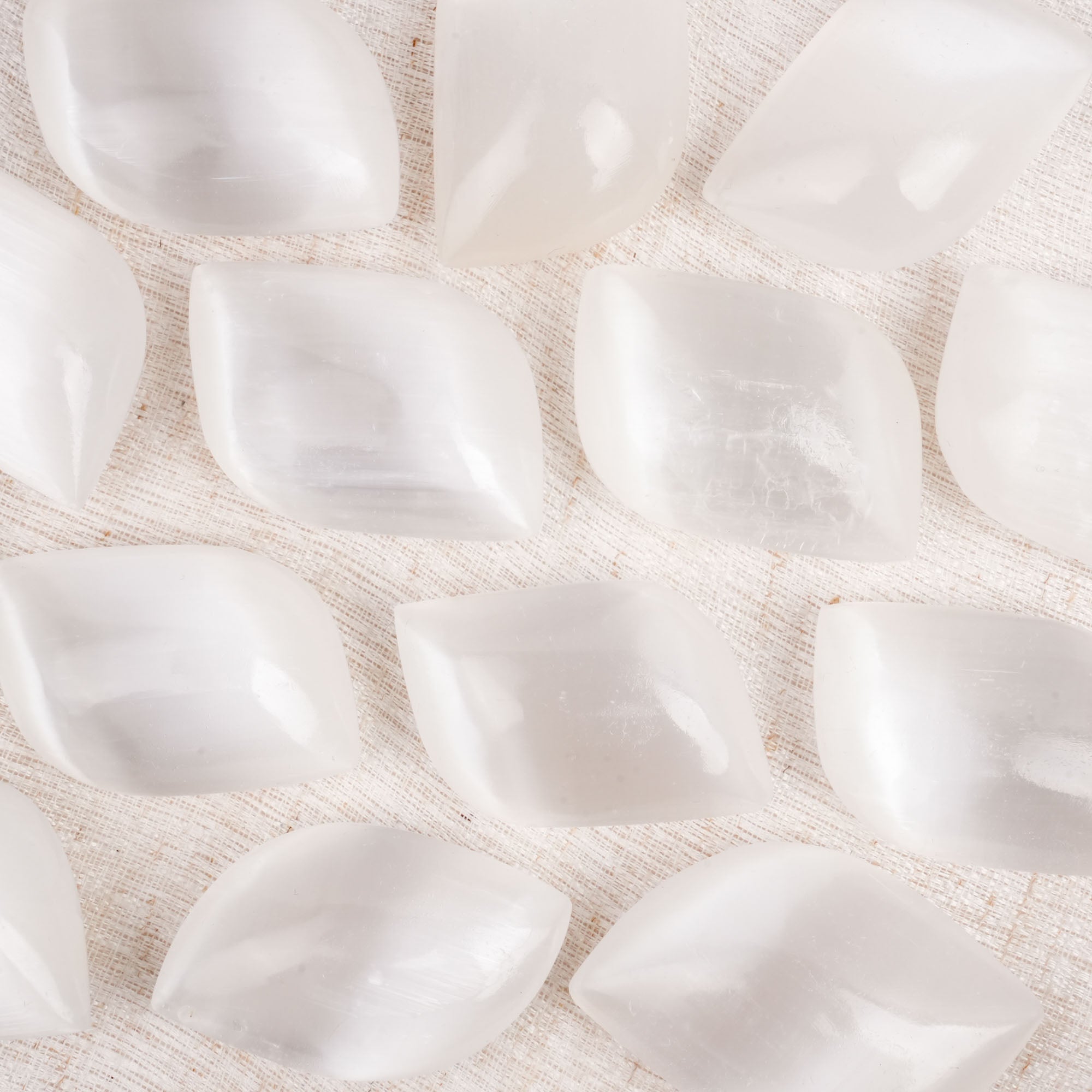 Selenite Leaf Palm Stone