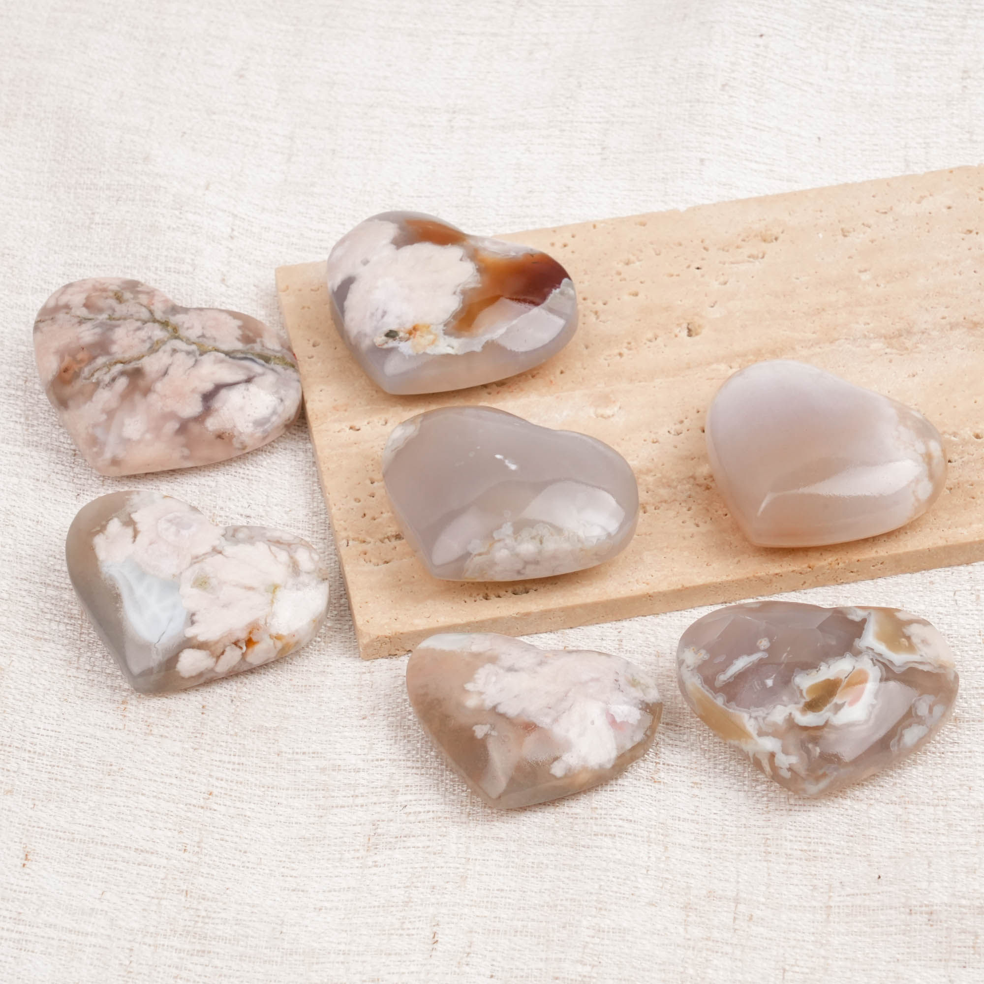 Flower Agate Palm Stone