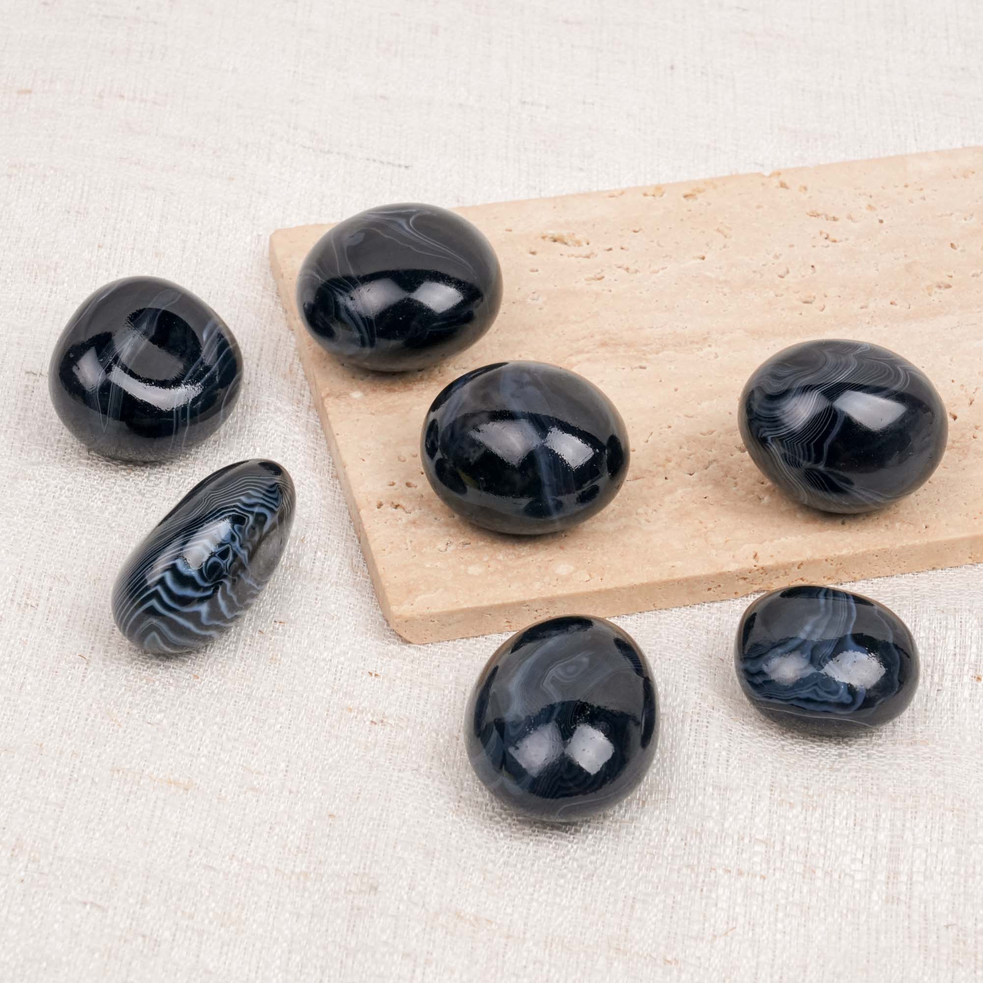 Black Sardonyx Tumbled Stone