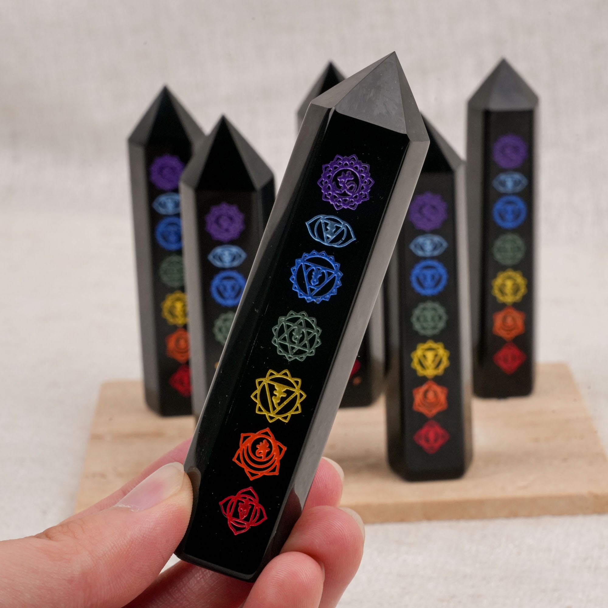 Black Obsidian Seven Chakra Point