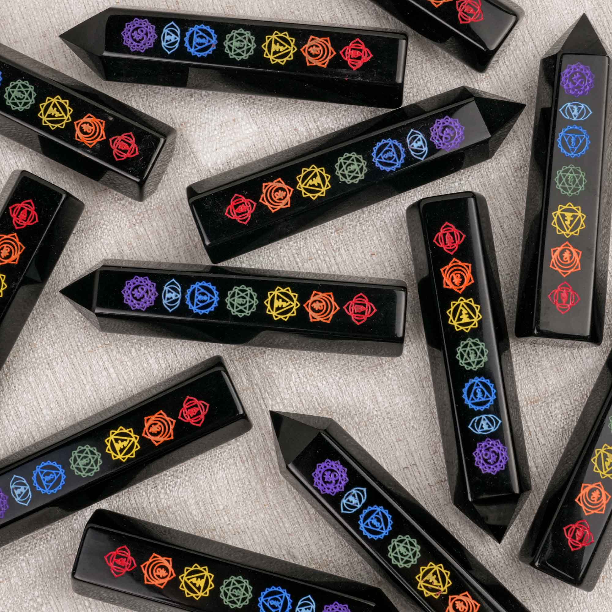 Black Obsidian Seven Chakra Point
