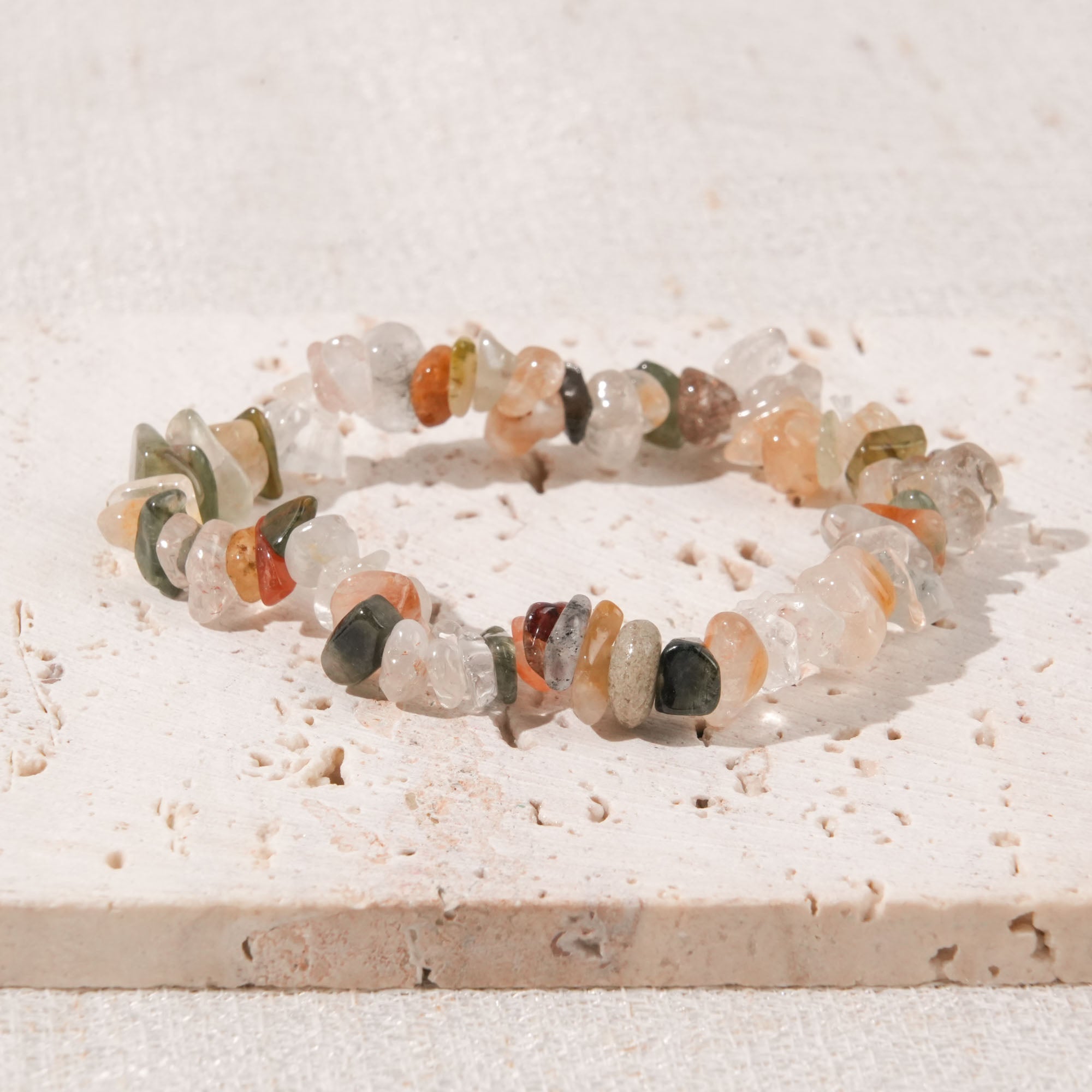 Rainbow Rutilated Quartz Chip Bracelet