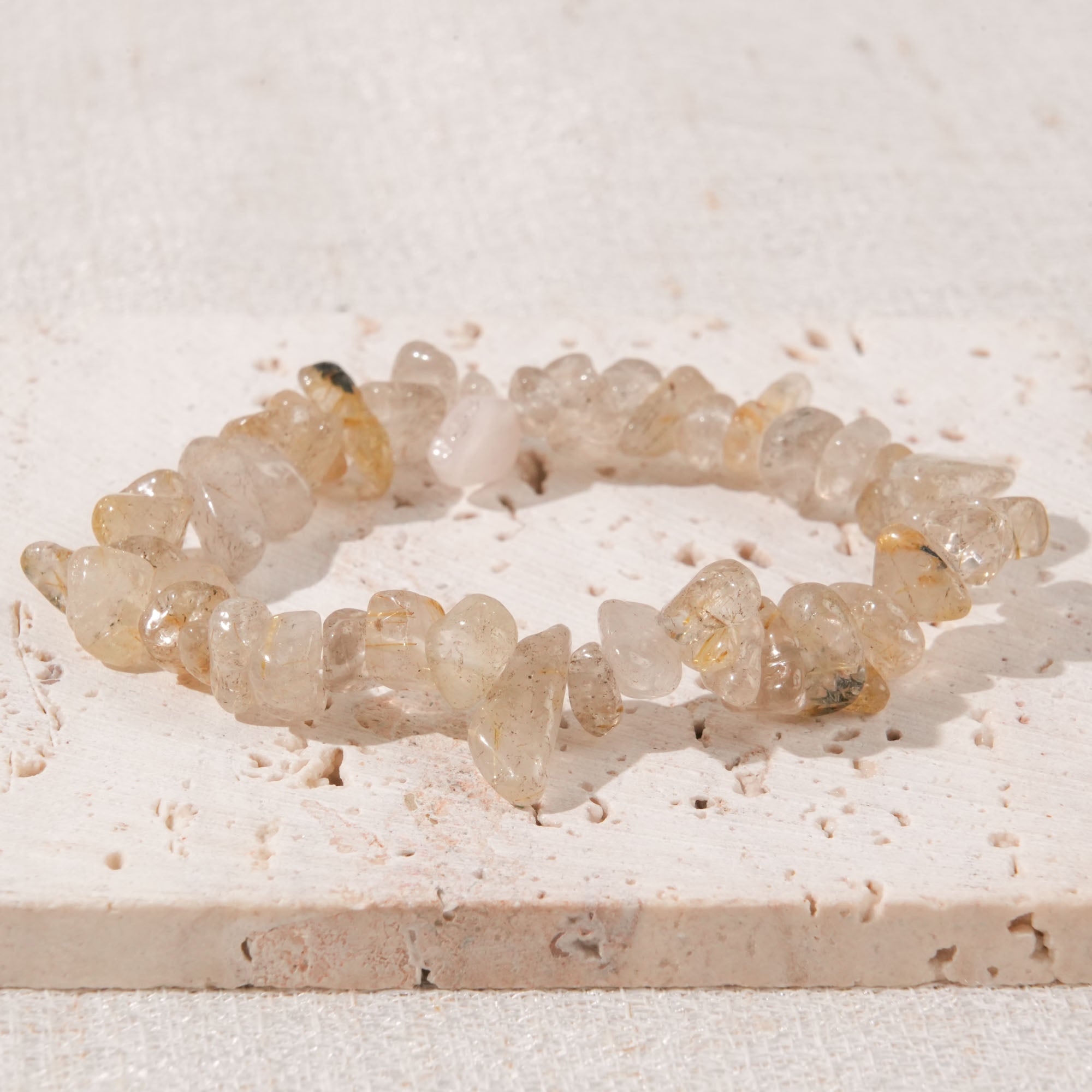 Golden Rutile Quartz Chip Bracelet