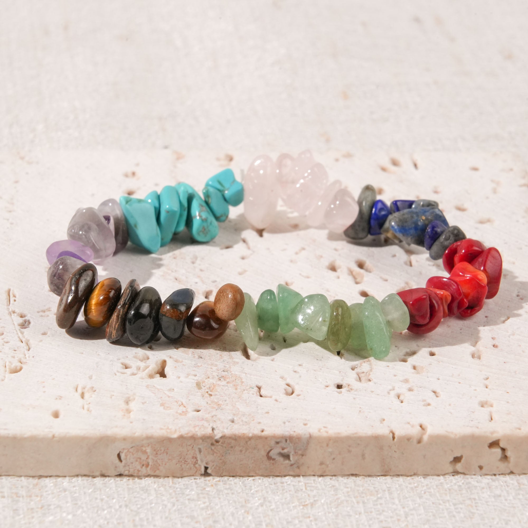 7 Chakra Rainbow Crystal Chip Bracelet