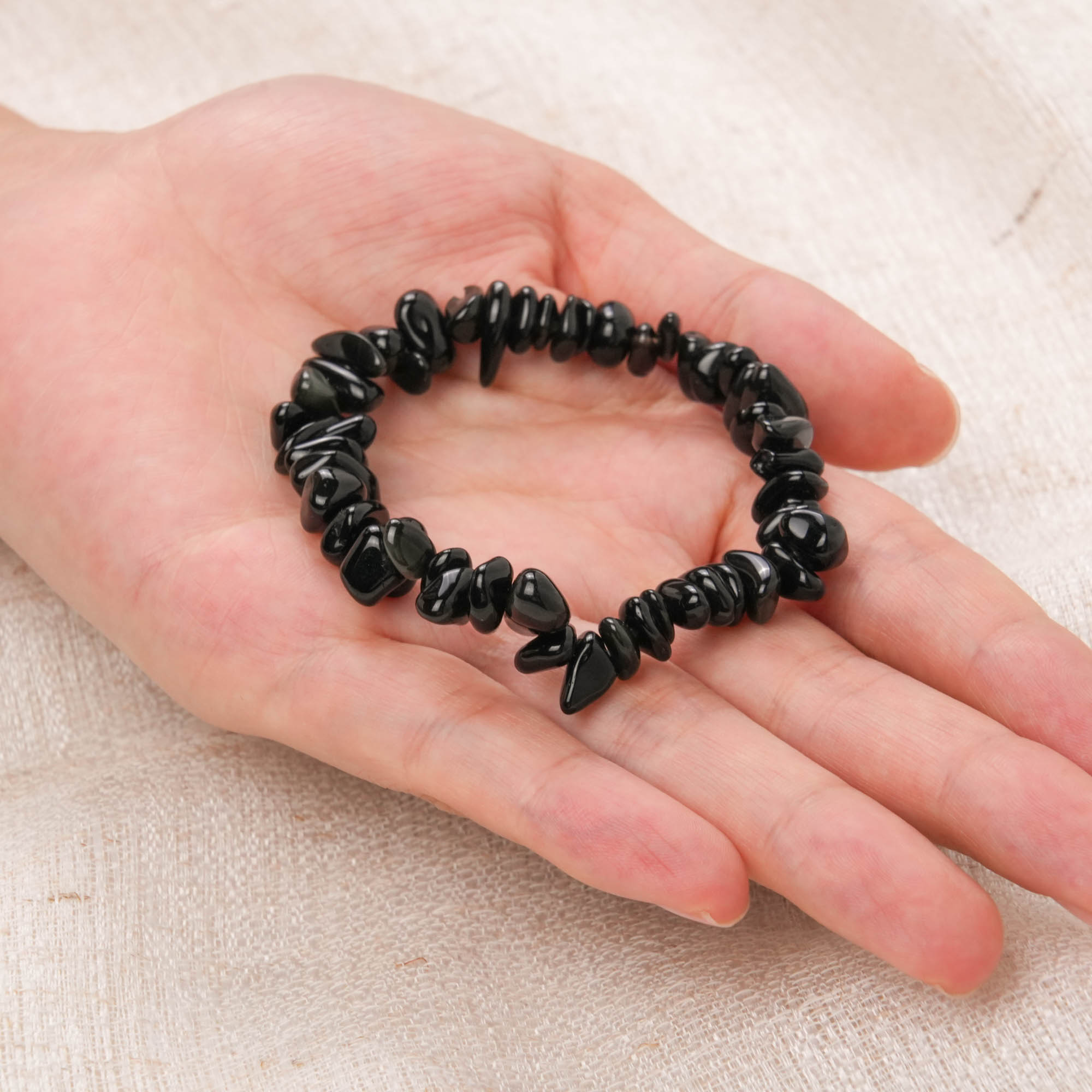 Black Obsidian Chip Bracelet