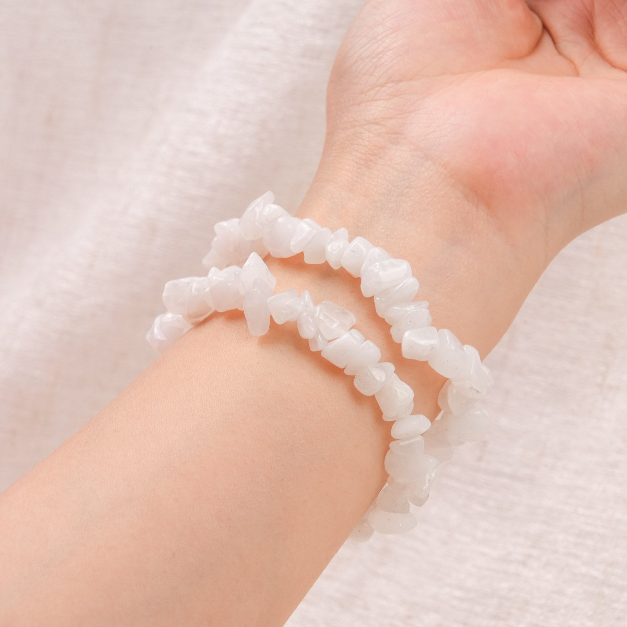 White Jade Chip Bracelet
