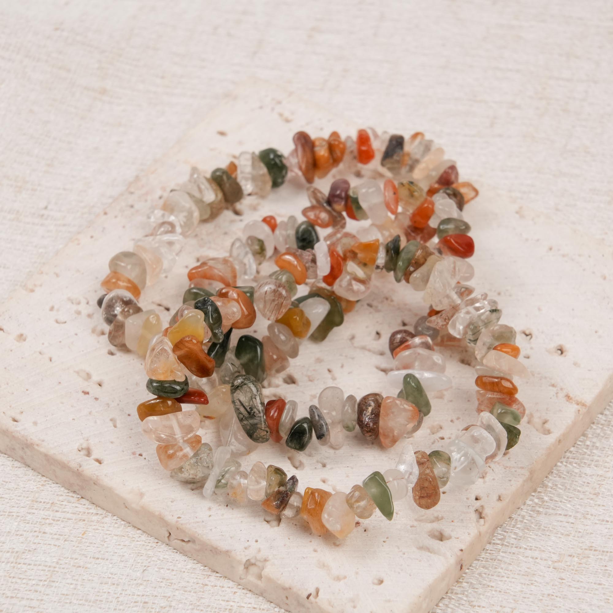 Rainbow Rutilated Quartz Chip Bracelet