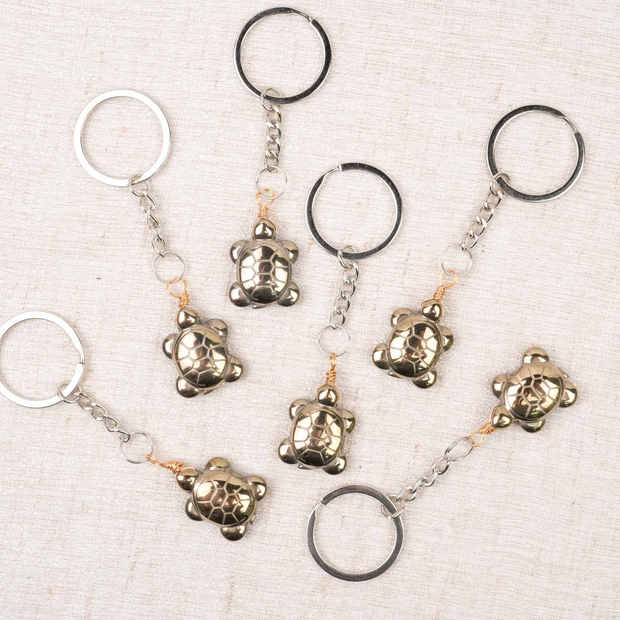 Pyrite Turtle Keychain