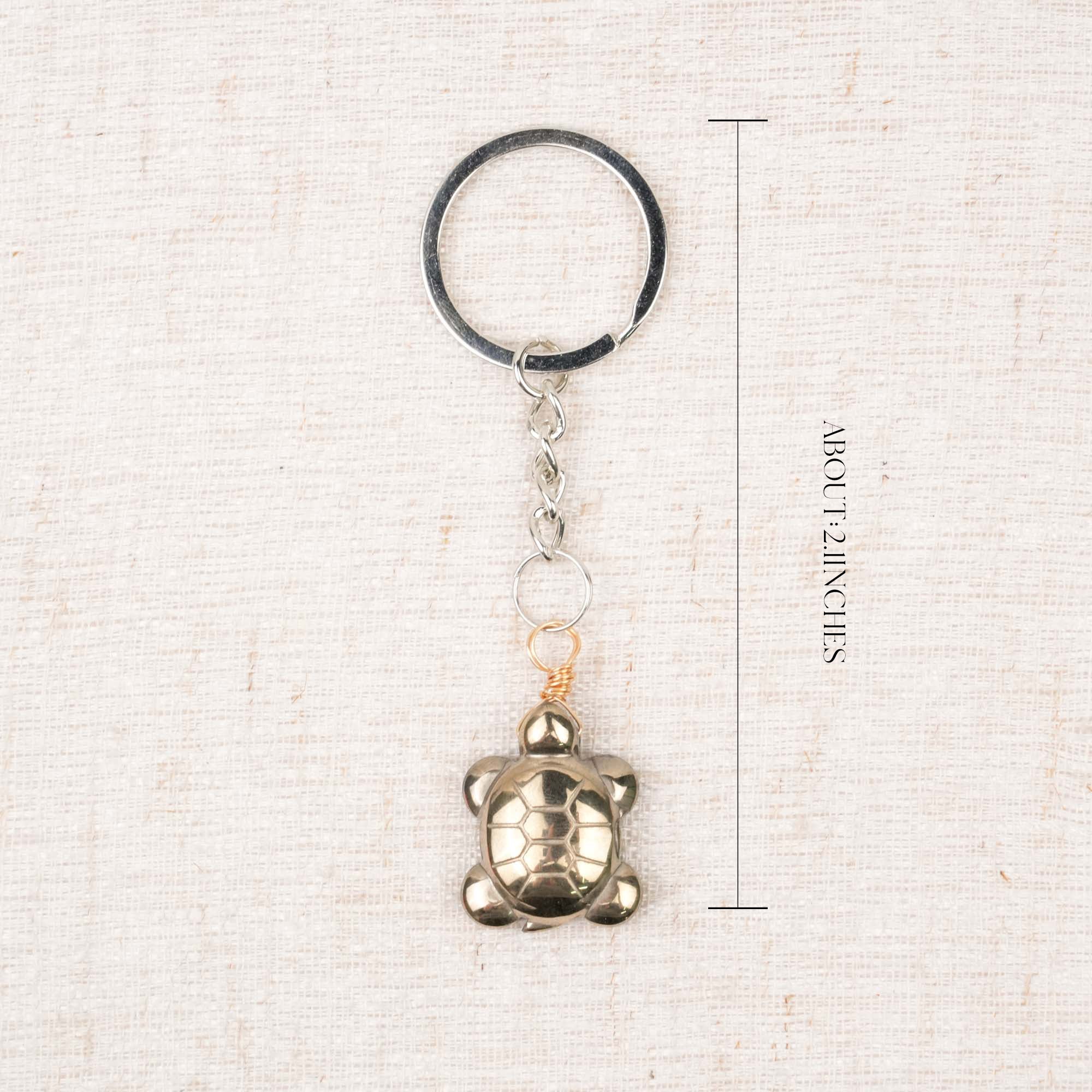 Pyrite Turtle Keychain