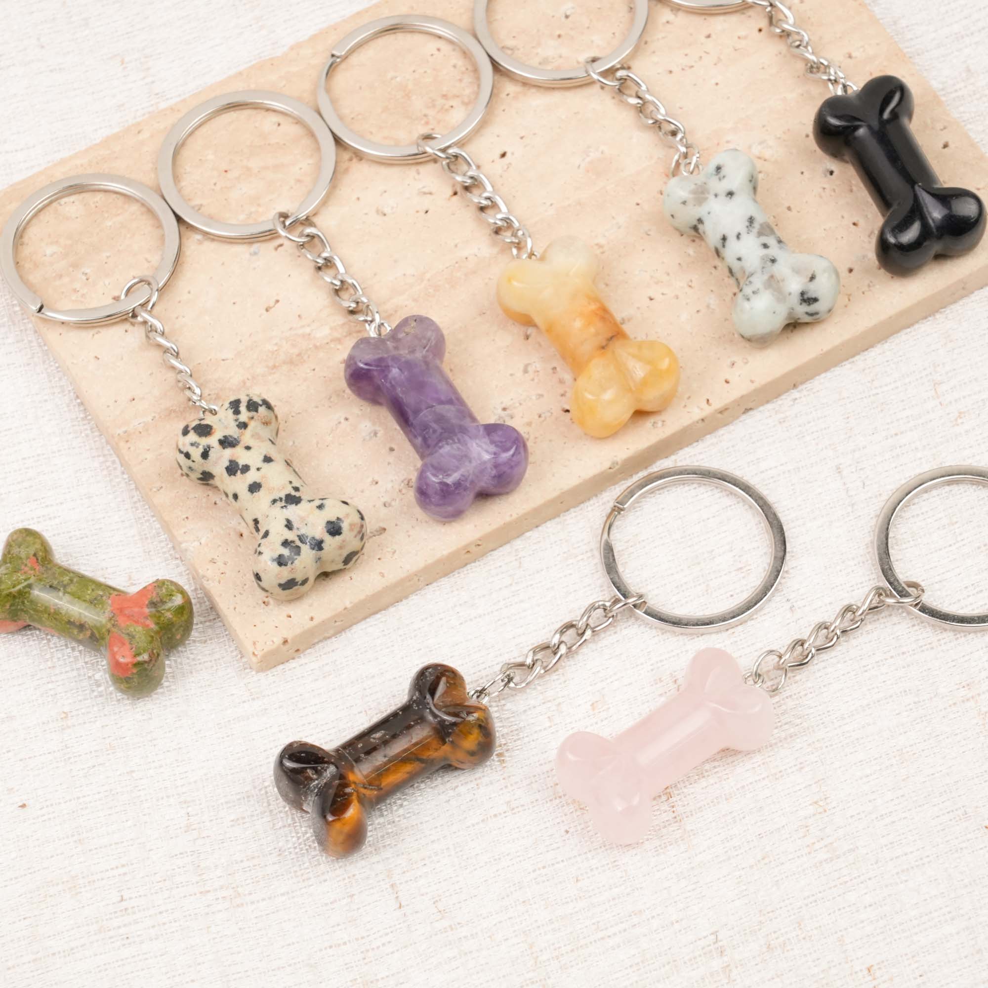 Crystal Dog Bone Keychain