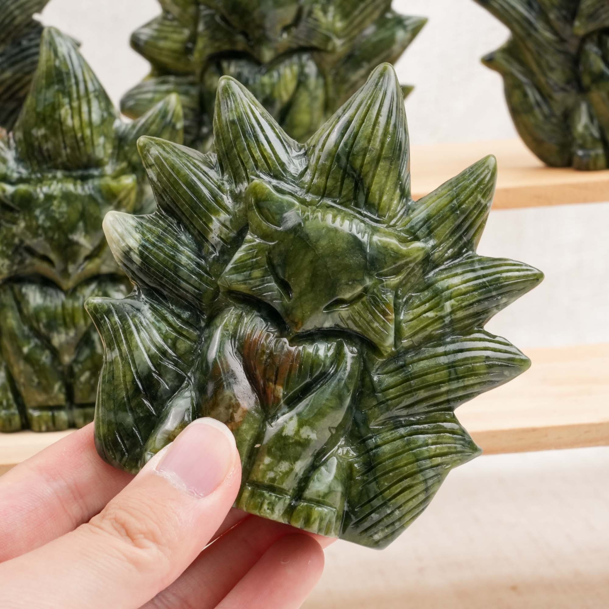 Nephrite Jade Nine-tailed Fox Carving