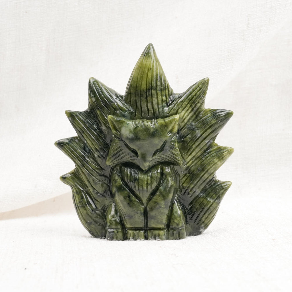 Nephrite Jade Nine-tailed Fox Carving