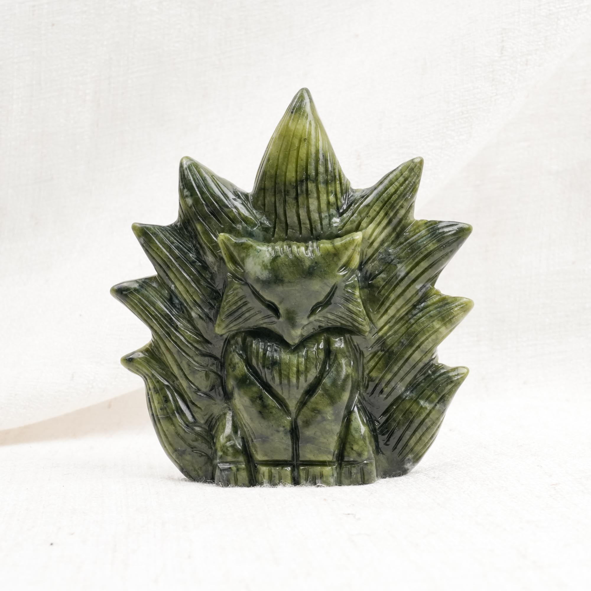 Nephrite Jade Nine-tailed Fox Carving
