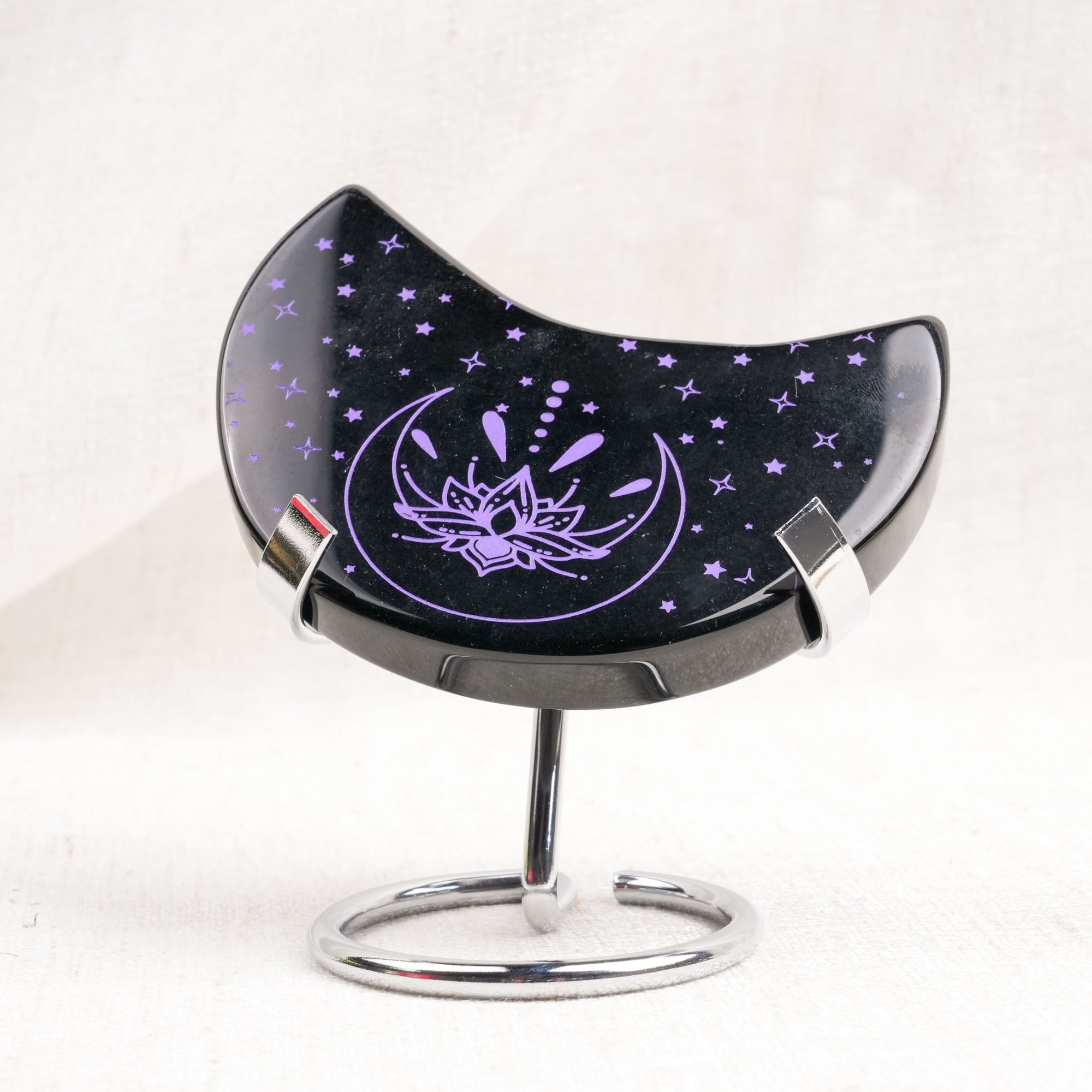 Black Obsidian Moon Carving