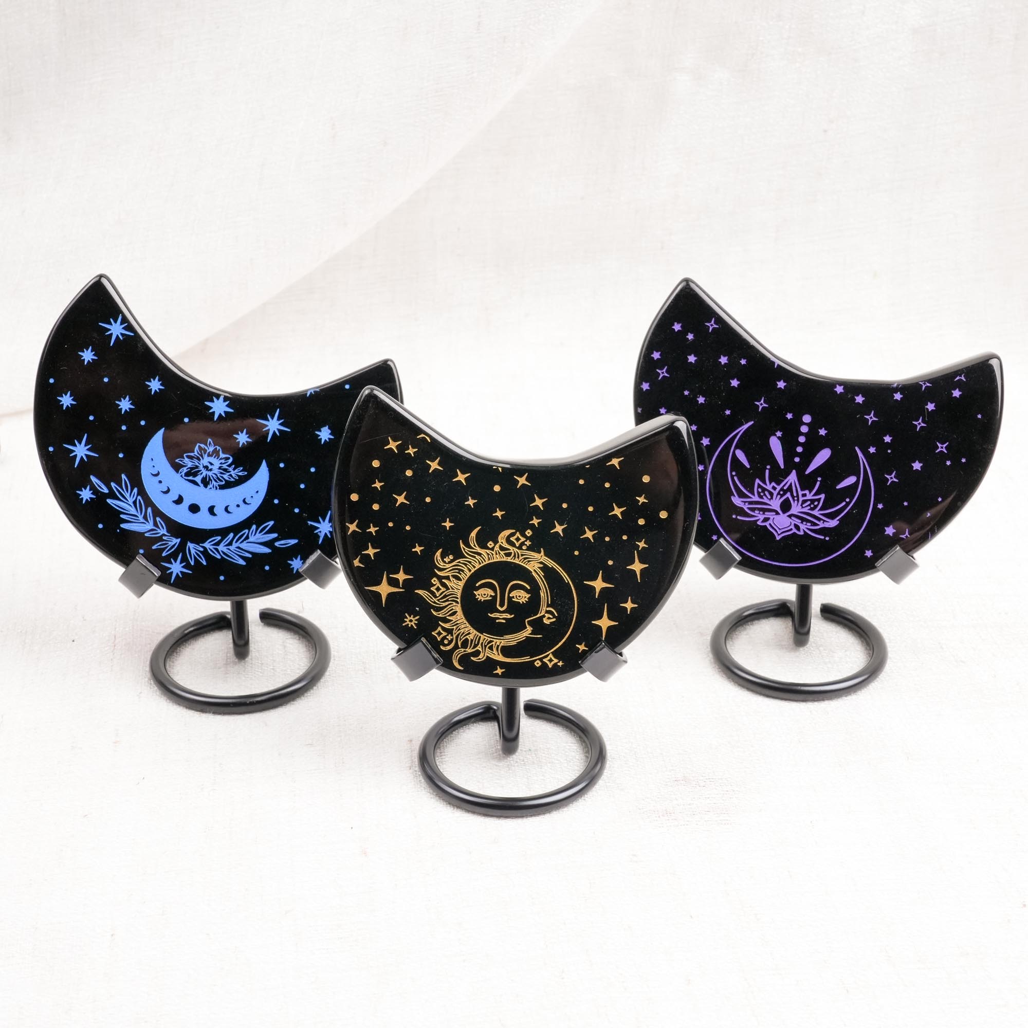 Black Obsidian Moon Carving