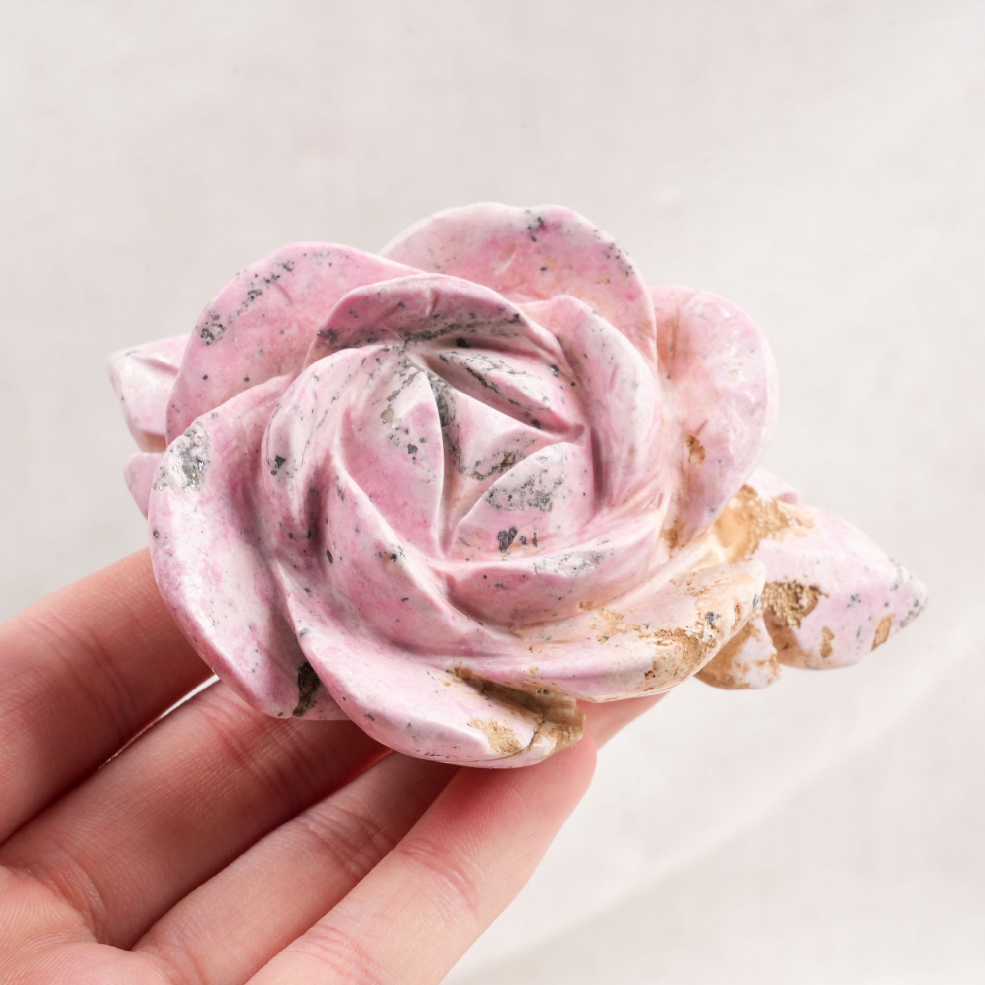 Peruvian Rhodonite Flower Carving