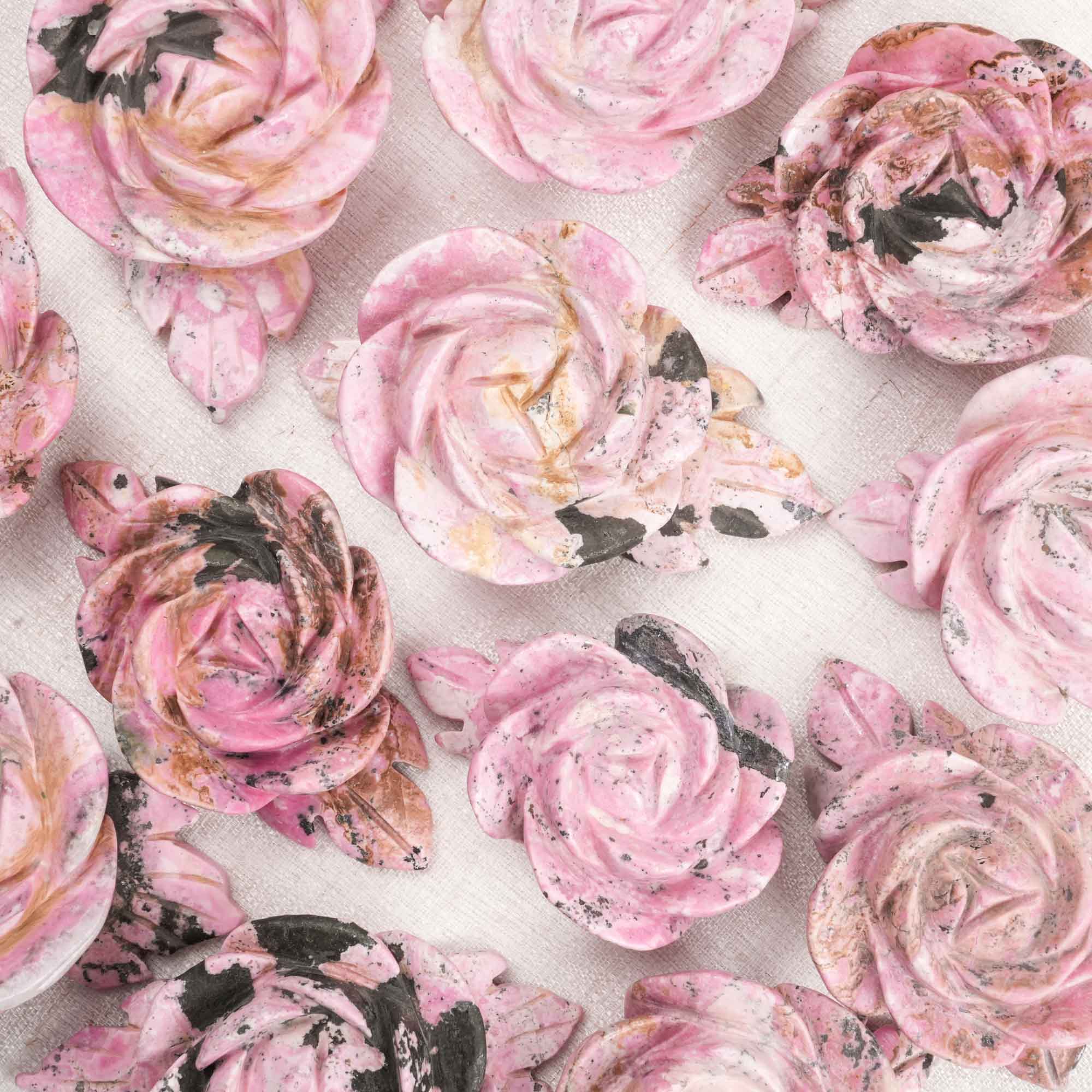 Peruvian Rhodonite Flower Carving