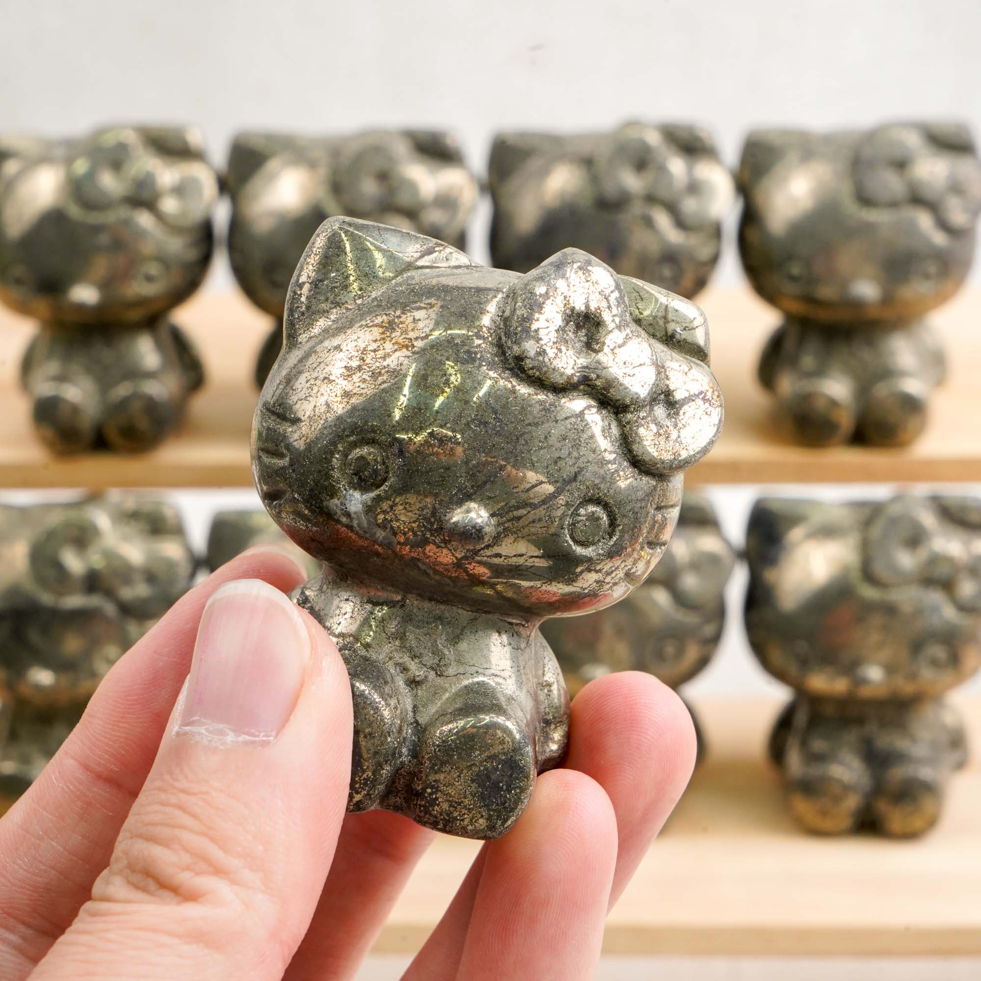 Pyrite Hello Kitty Carving