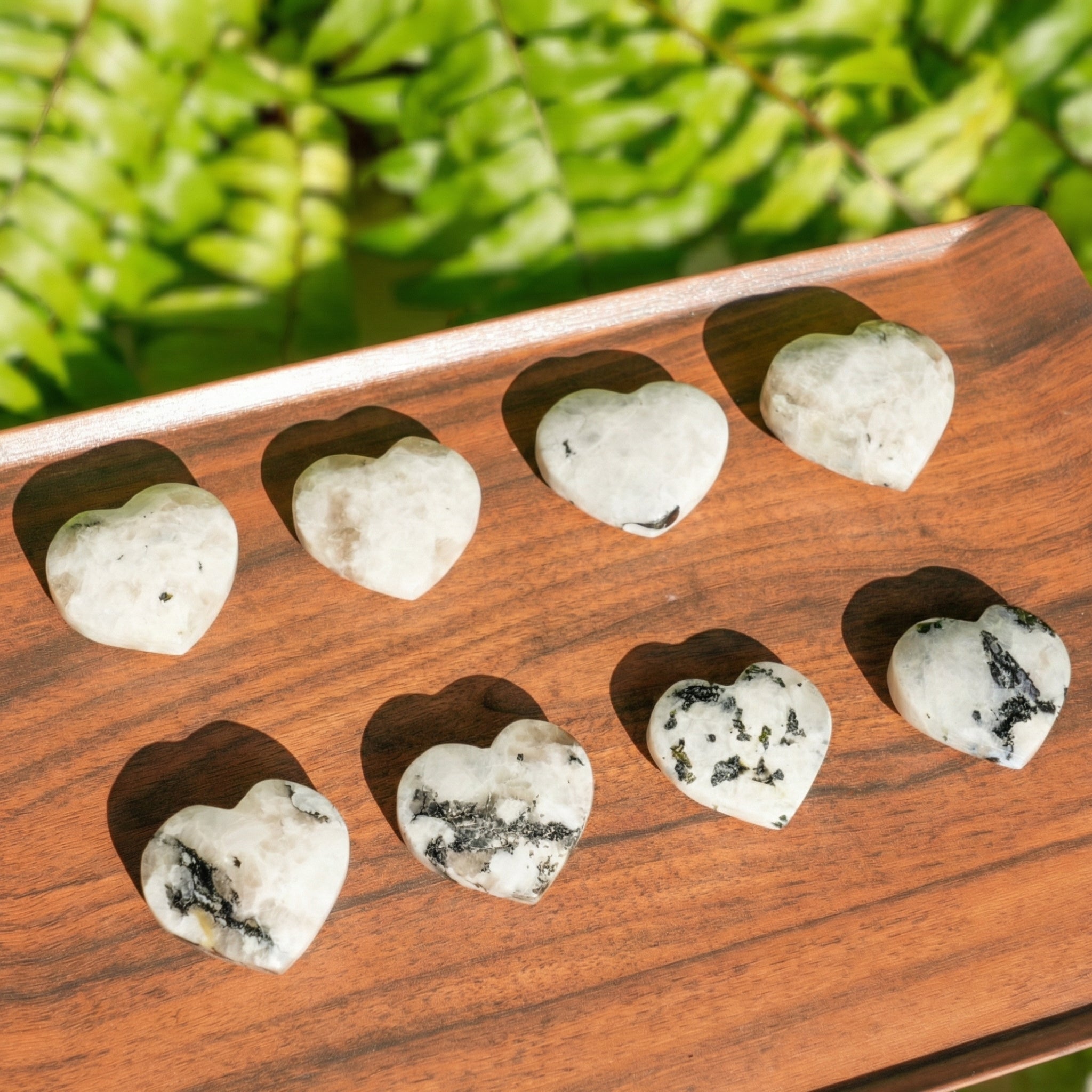 Black Dots White Moonstone Heart