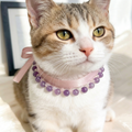 Cat Amethyst Ribbon Collar, Elegant Feline Necklace, Sparkling Crystal Pet Neckband, Soft Adjustable & Safe