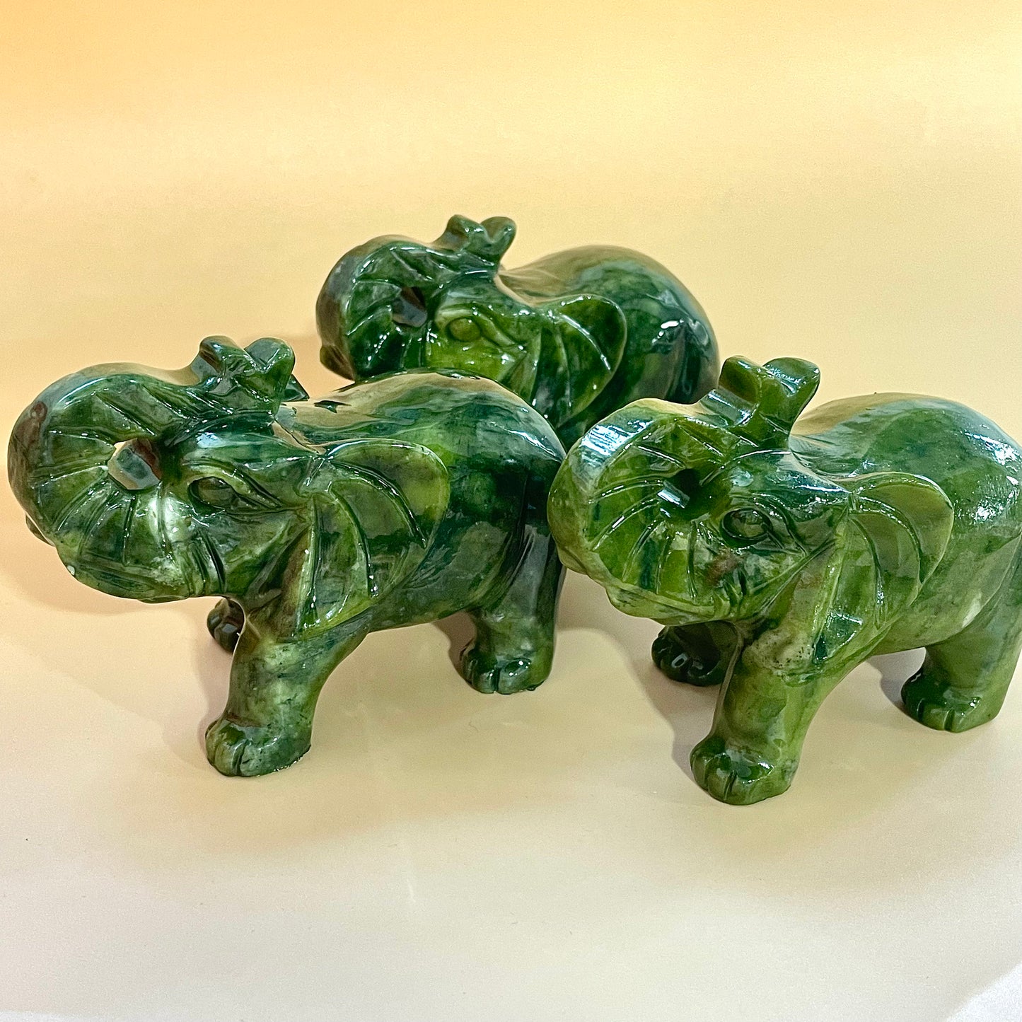 Green Jade/Xiu Jade Elephant Carving