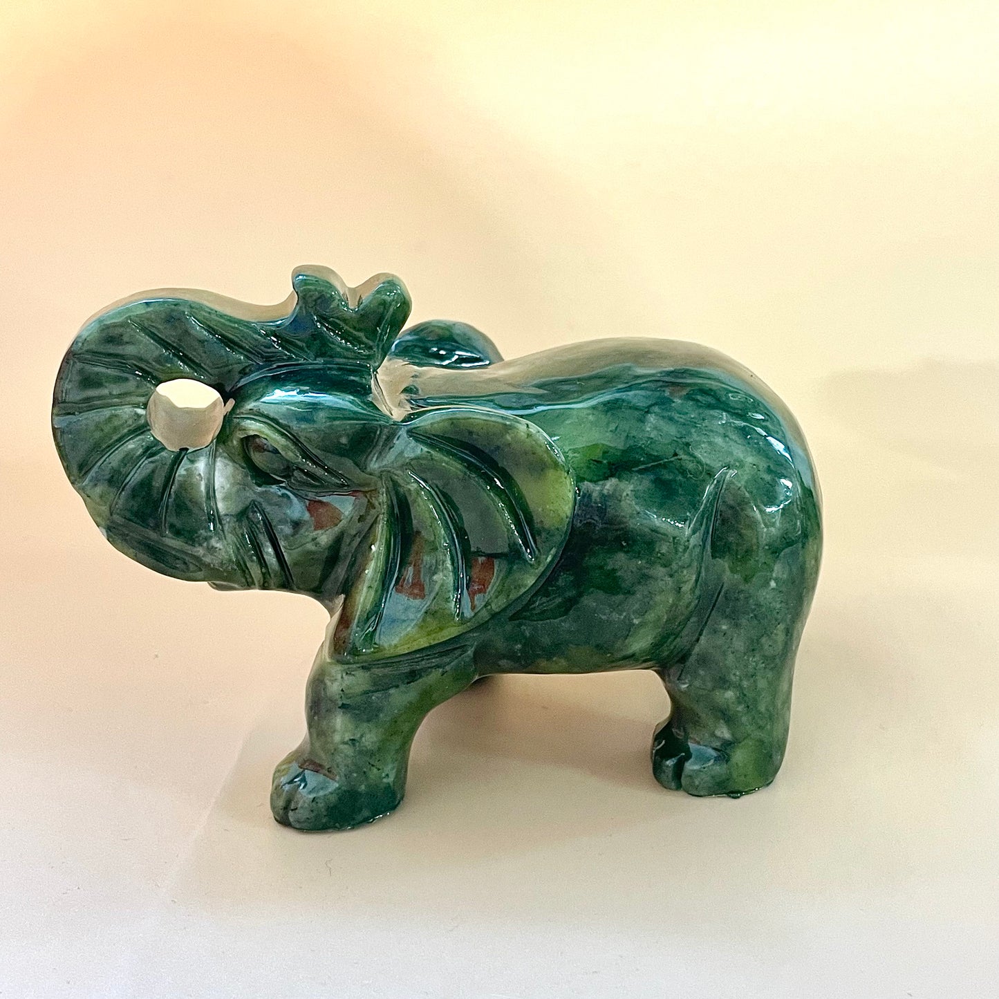 Green Jade/Xiu Jade Elephant Carving