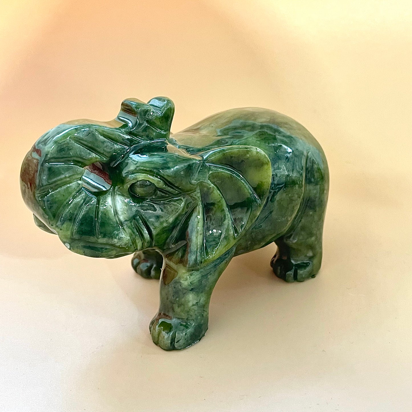 Green Jade/Xiu Jade Elephant Carving