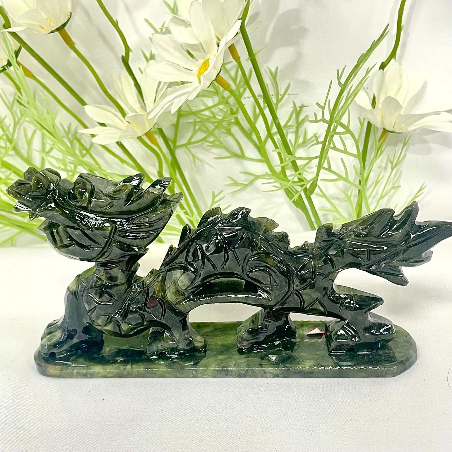 Green Jade/Xiu Jade Dragon Carving