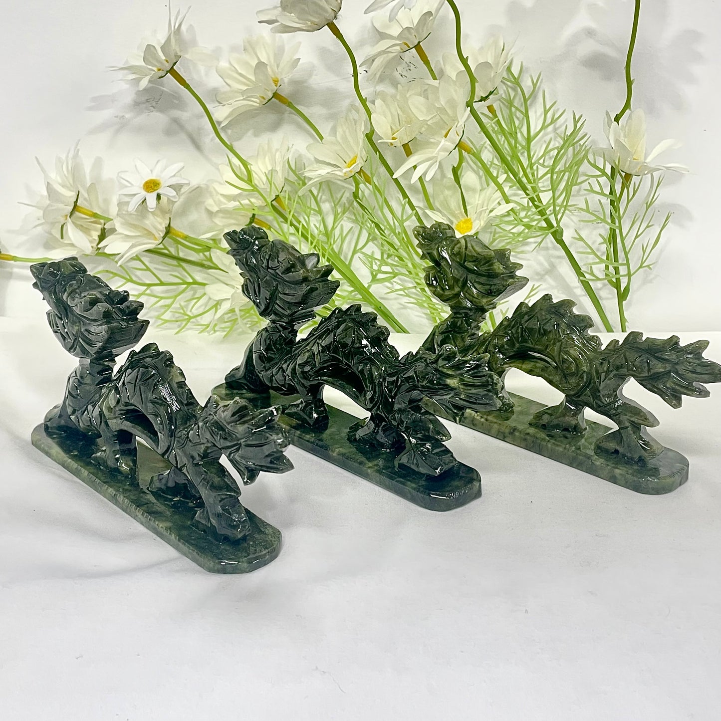 Green Jade/Xiu Jade Dragon Carving