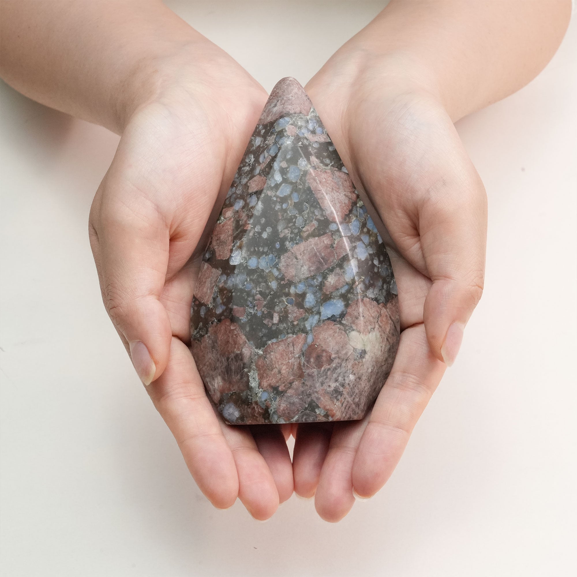 Llanite Blue Quartz Point Natural Decor with Blue and Pink Crystals