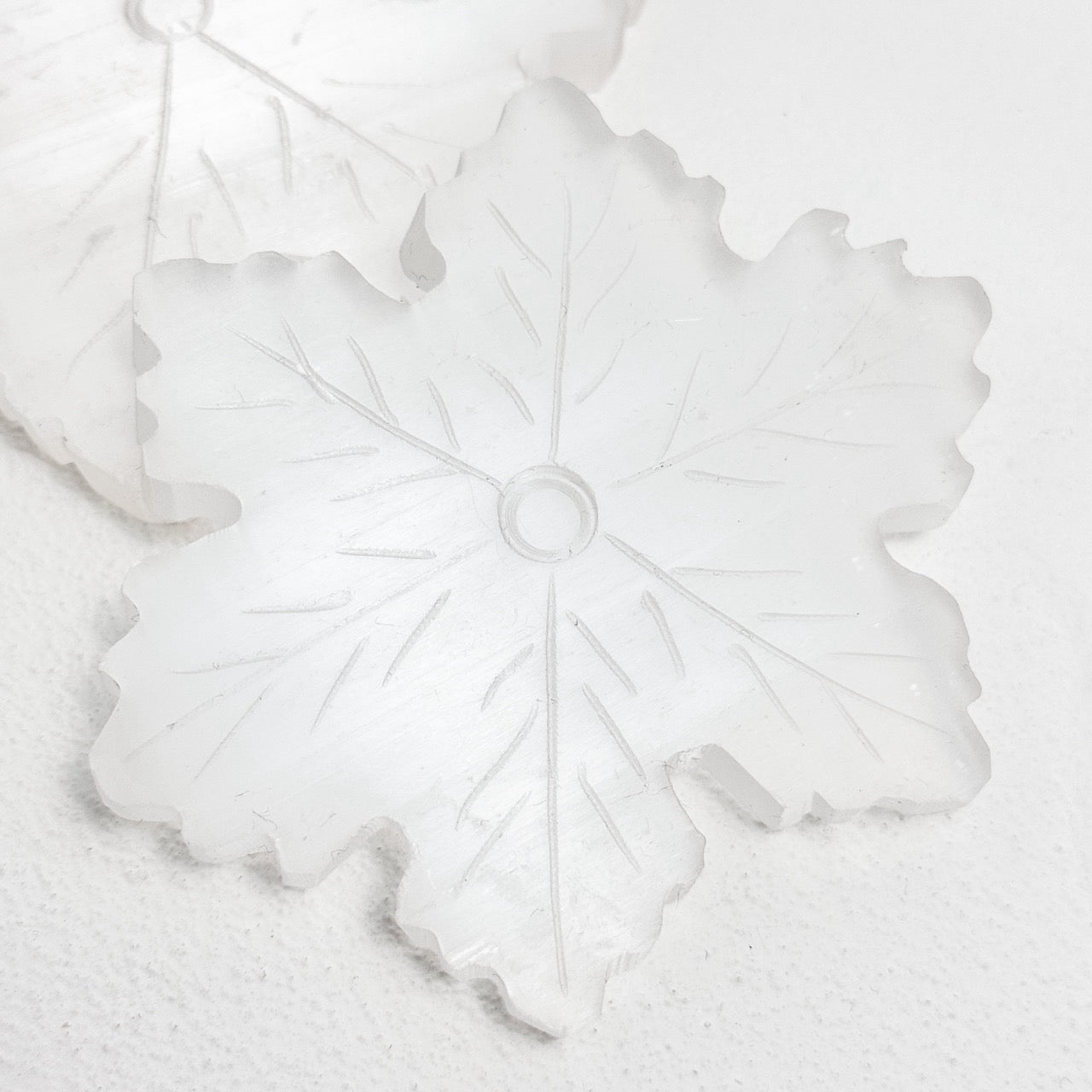 Polished Selenite Snowflake Ornament Detail