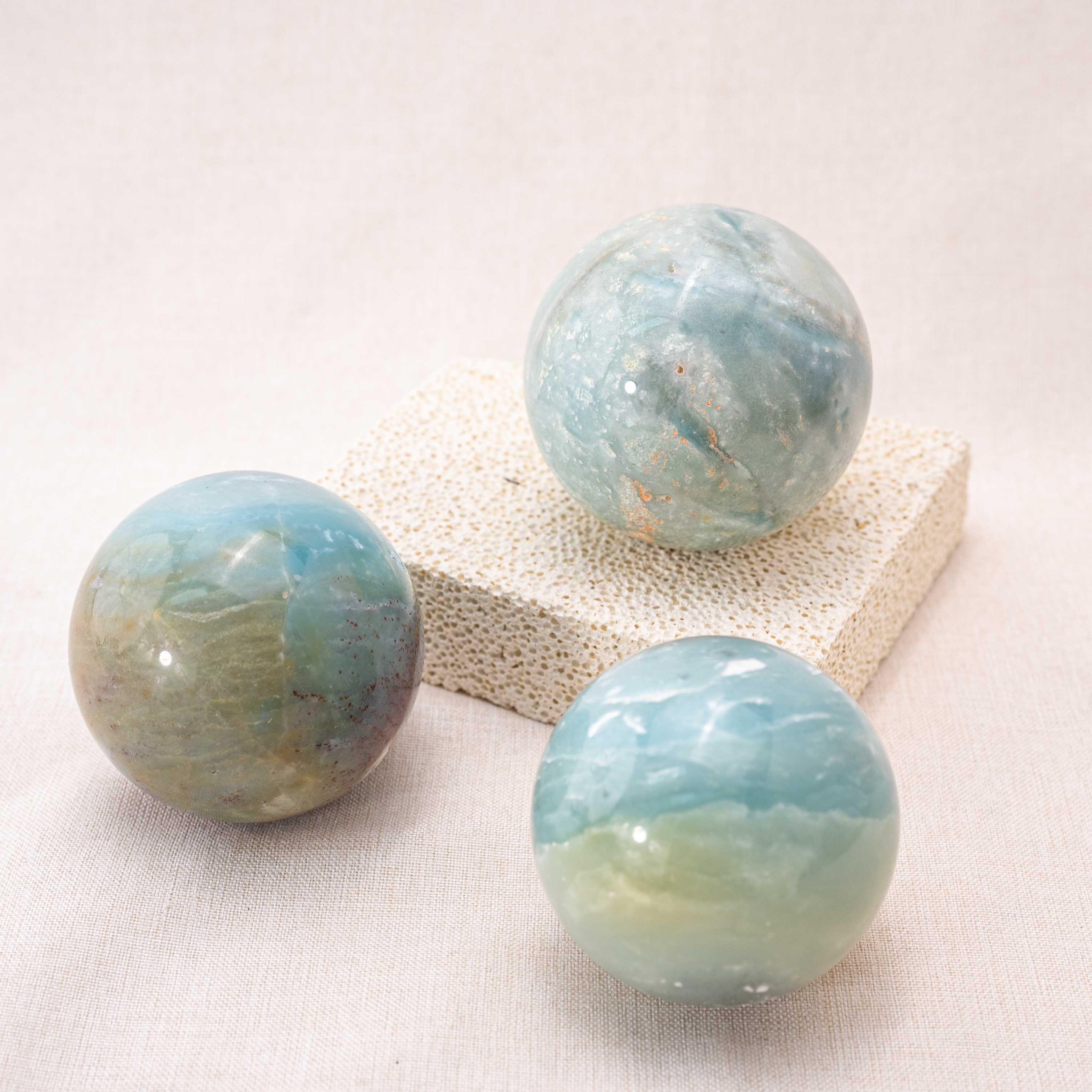 Amazonite sphere filtering negative energy and promoting peace