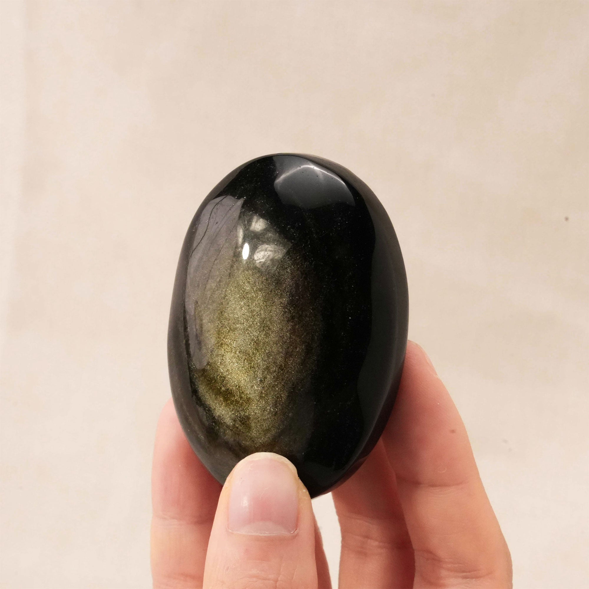 Natural Golden Obsidian Palm Stone for reiki and spiritual growth