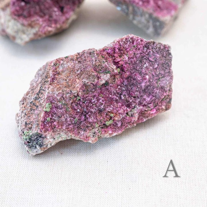 Natural cobaltoan calcite crystals are prized for their unique beauty