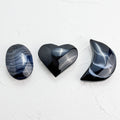 Black Lace Agate Heart/Moon Palmstone with intricate patterns