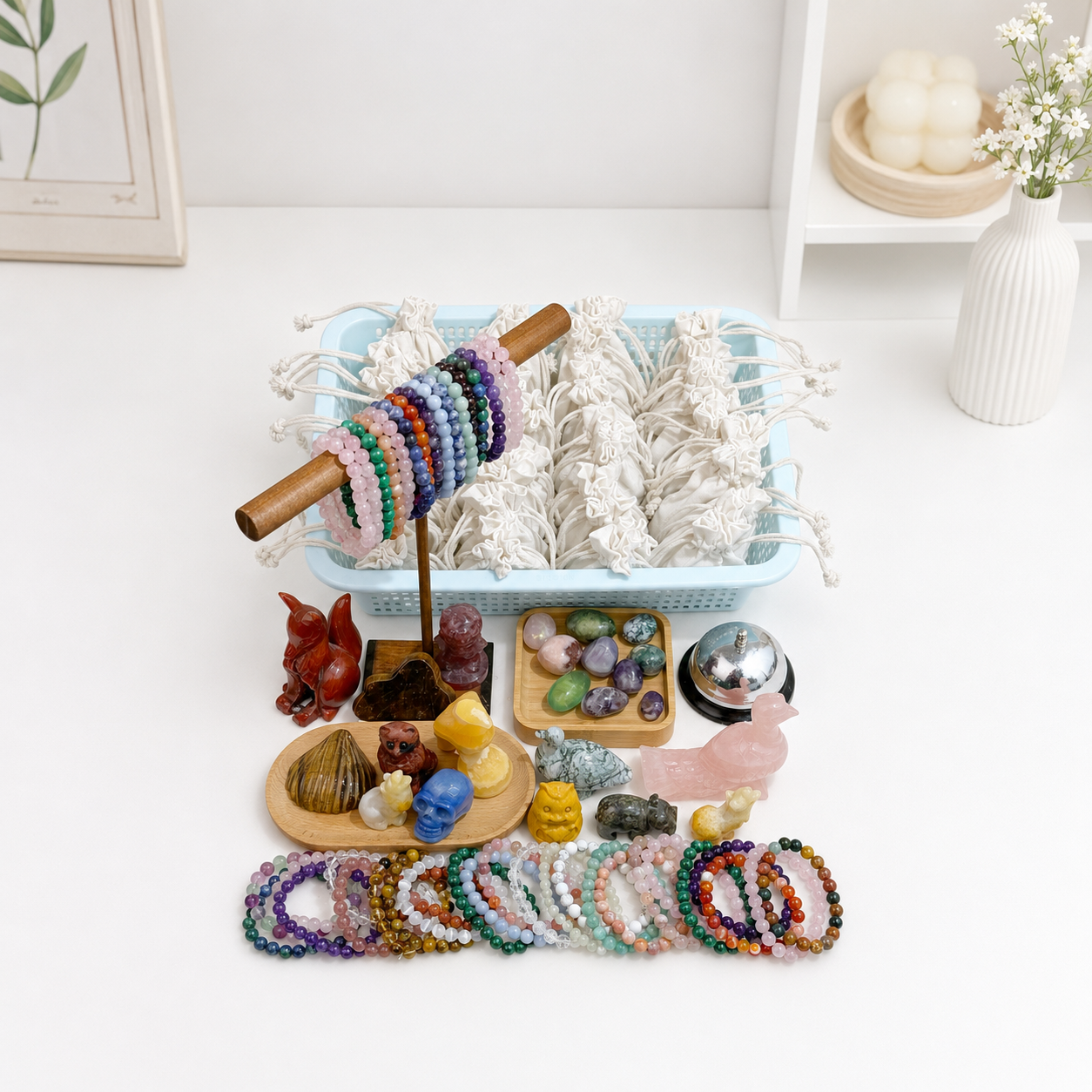 Crystal Mystery Scoop Bag – Lucky Blind Bags with Bracelets, Carvings & Tumbled Stones – Random Surprise Bundle (Bonus Inside!)